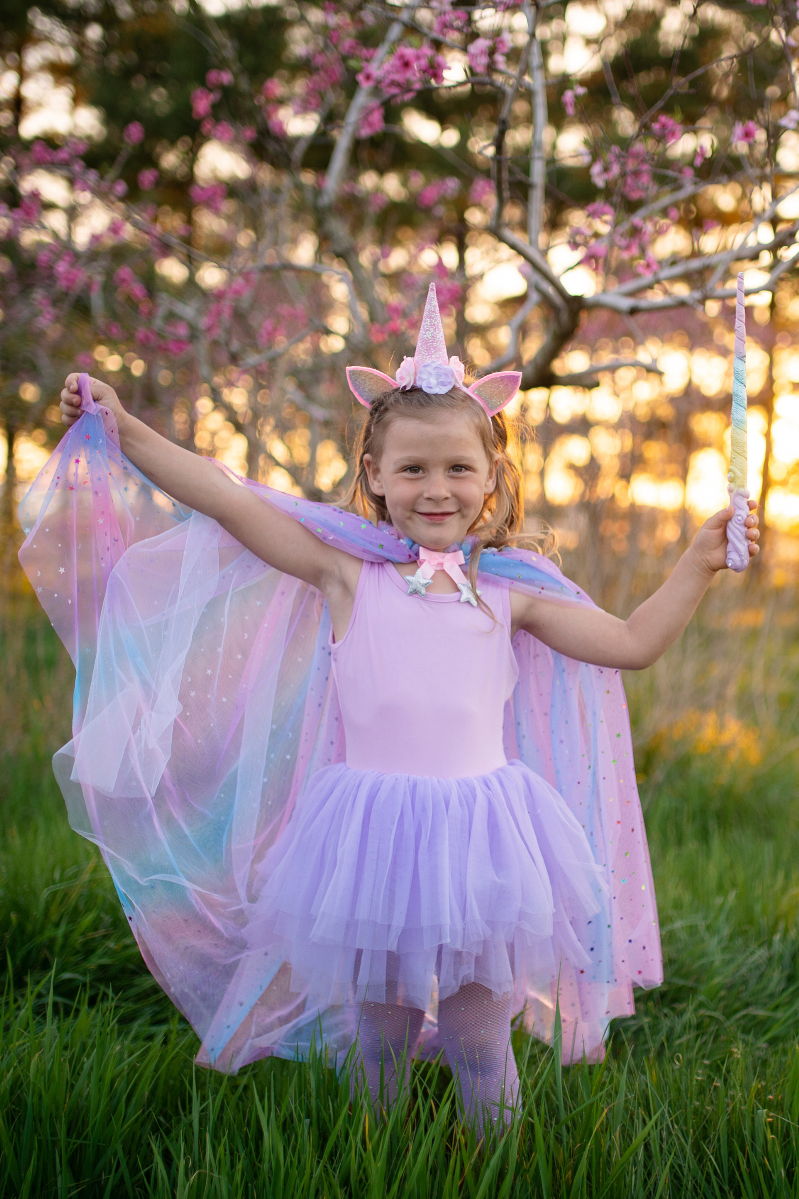 Rainbow Unicorn Cape with Headband, Multicolour