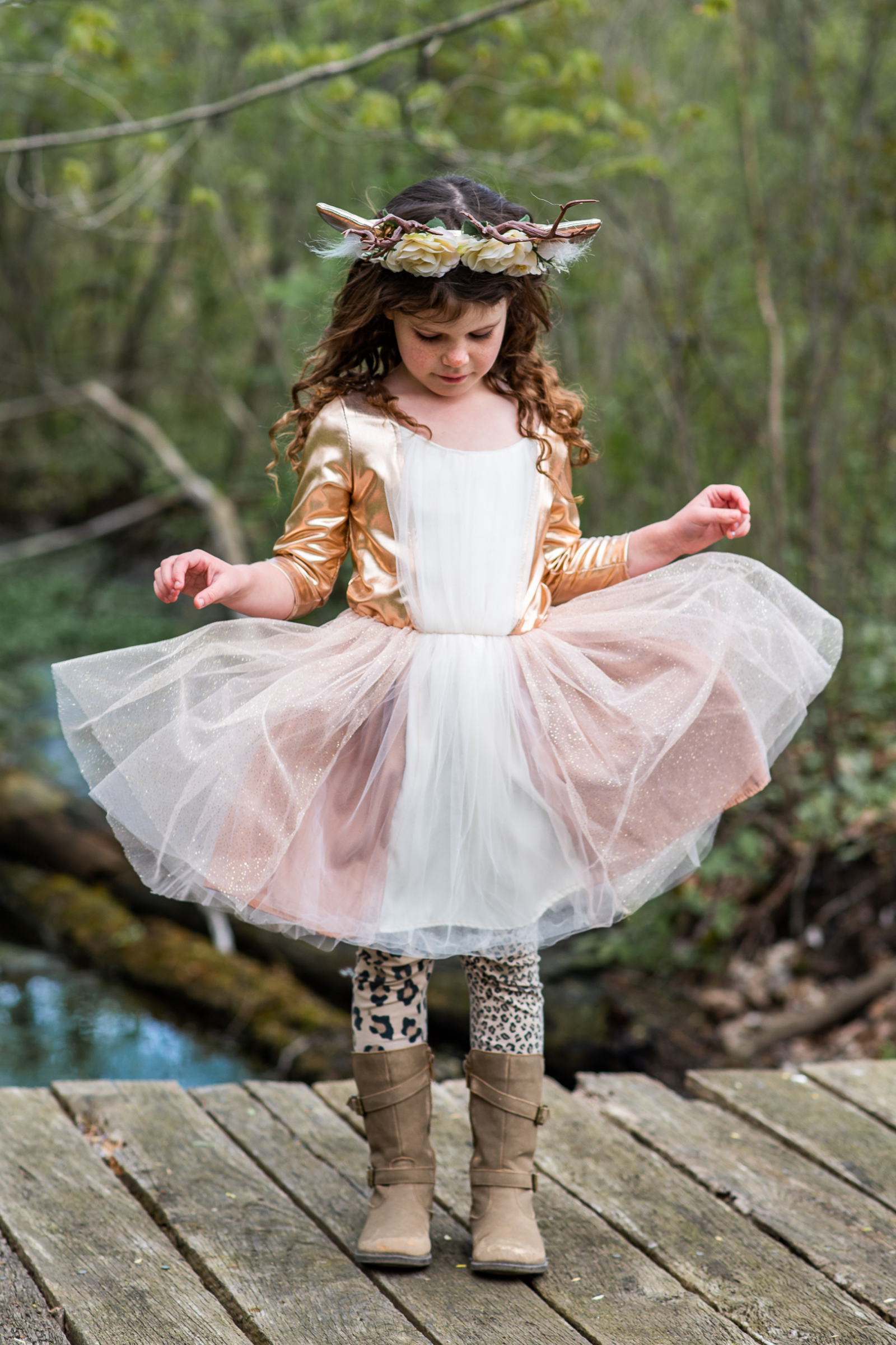 Woodland Deer Dress with Headband