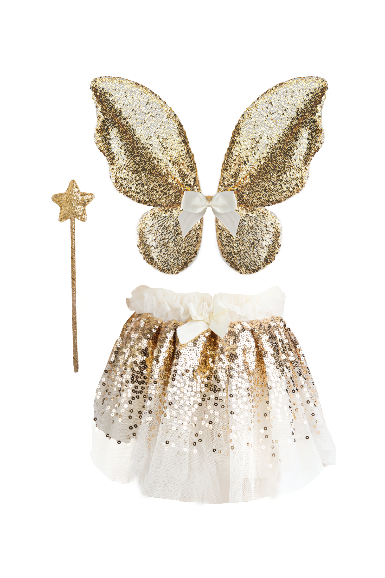 Gracious Gold Sequins Skirt with Wings & Headband