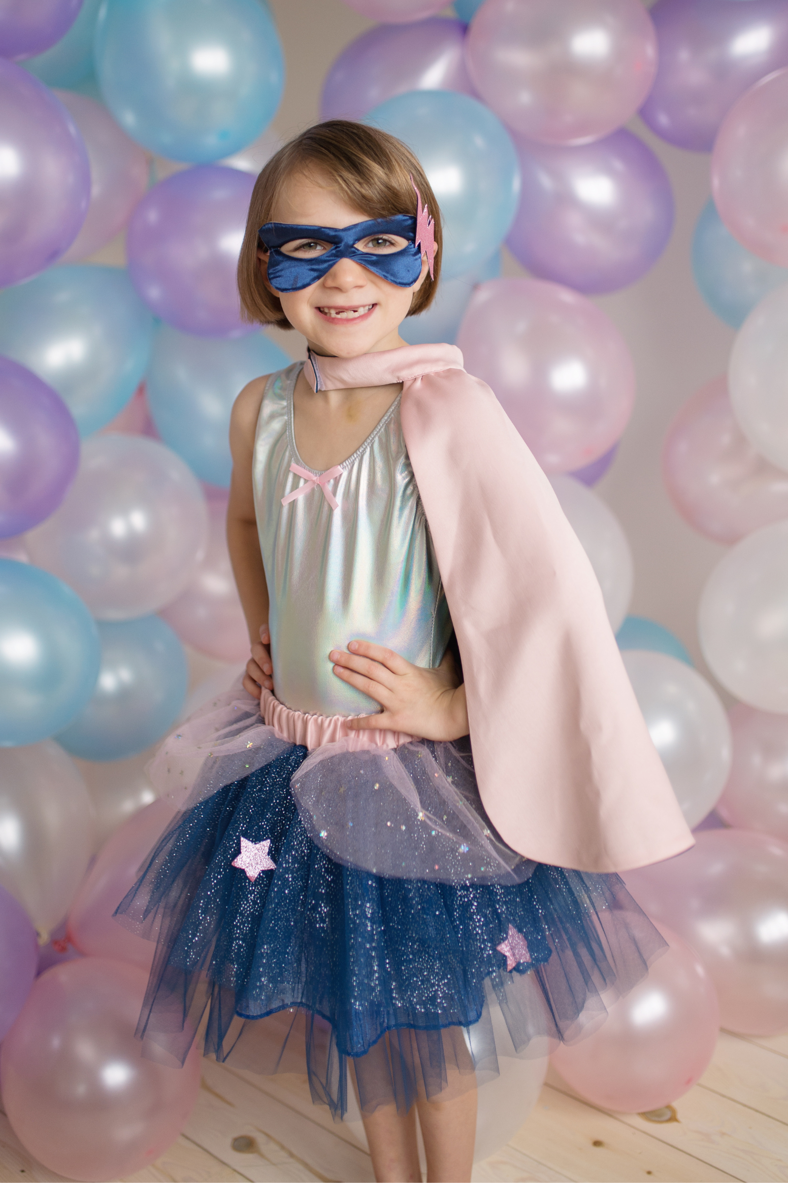 Super-Duper Tutu with Cape & Mask, Pink/Navy