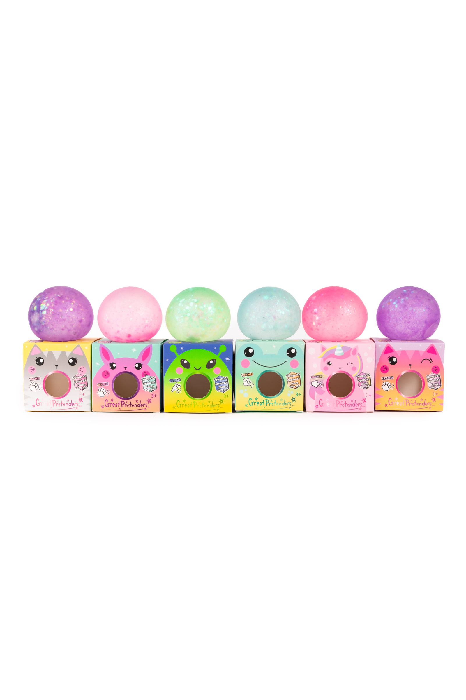 Glitterally Amazing Squishy Balls, 5 colours assorted