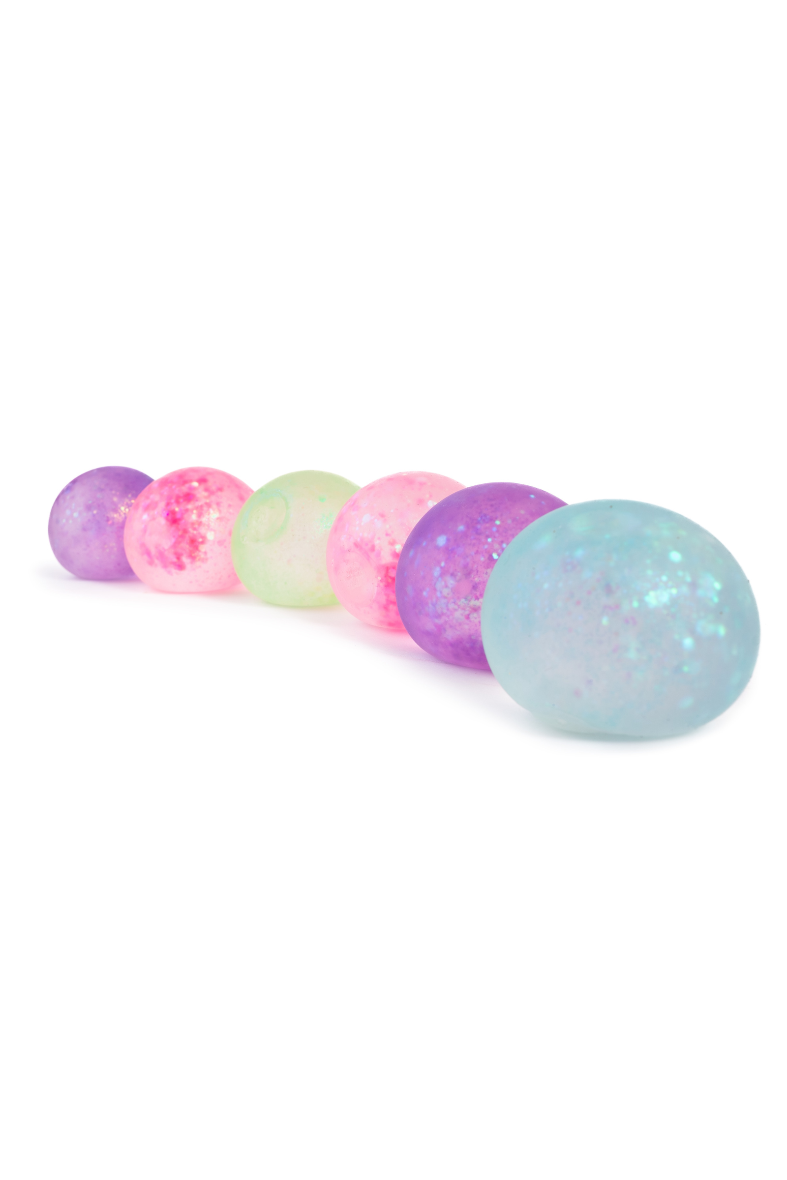 Glitterally Amazing Squishy Balls, 5 colours assorted