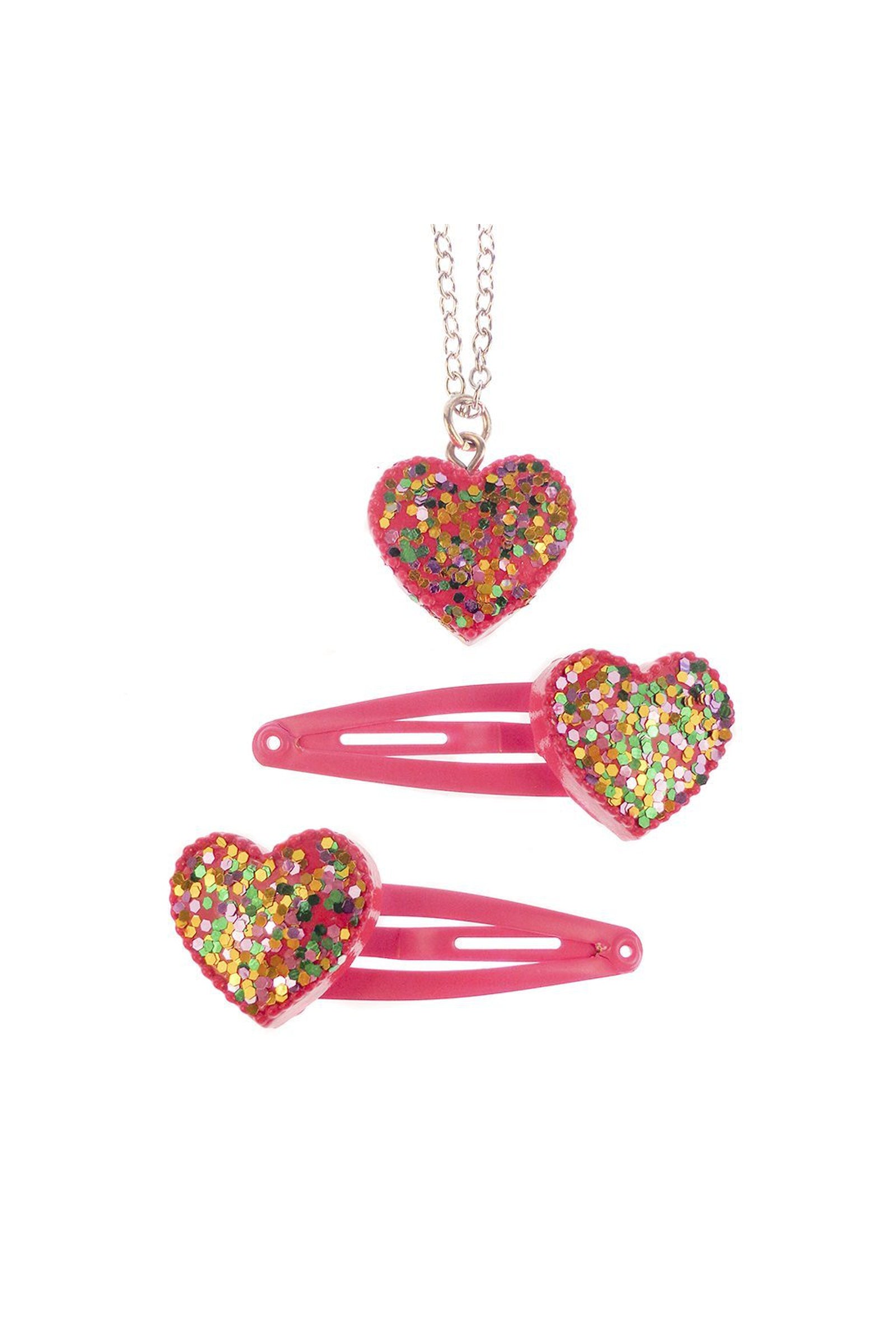 Sparkle Snap Clips & Necklace Set (3 pcs)