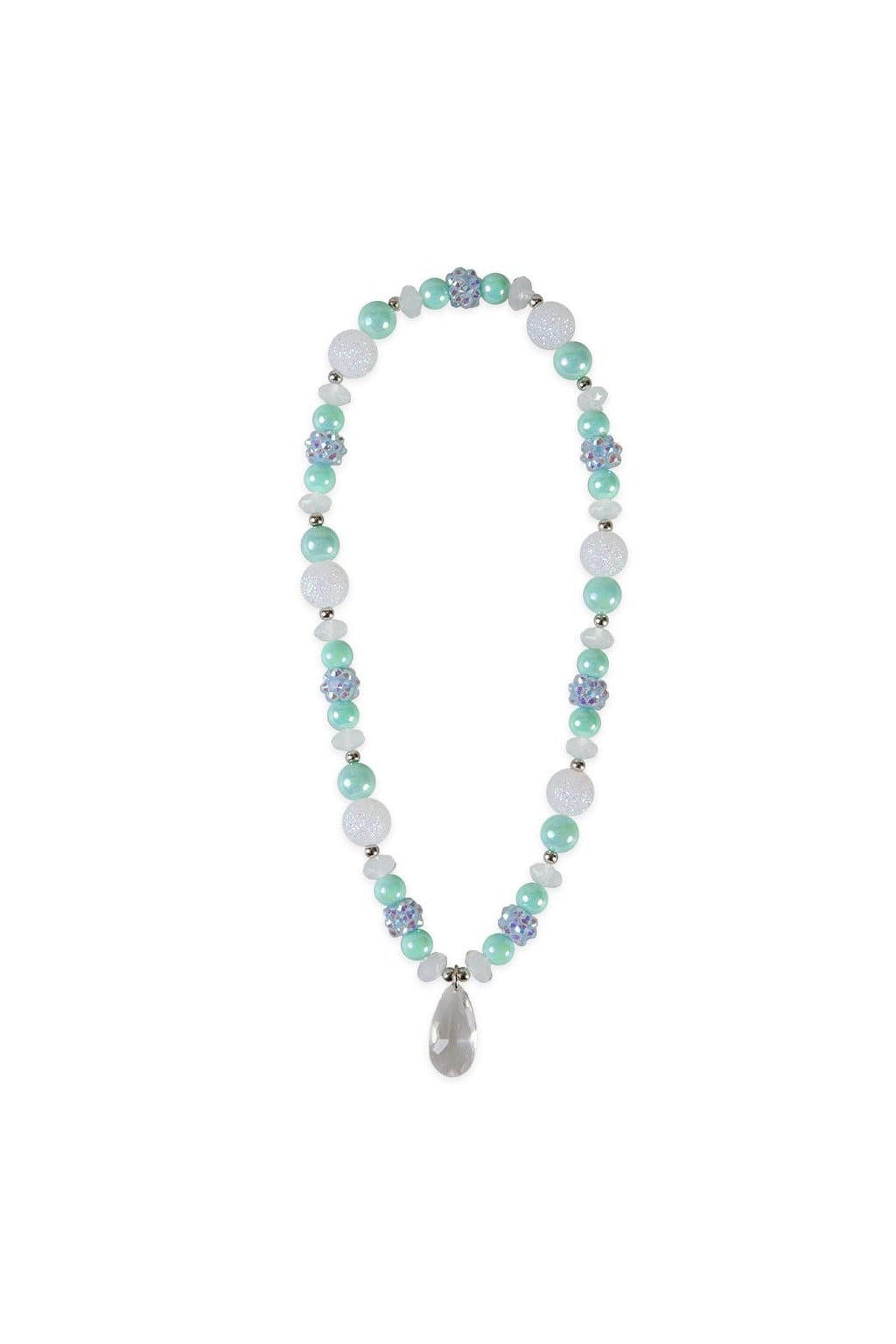 Frozen Crystal Necklace, Teal/White