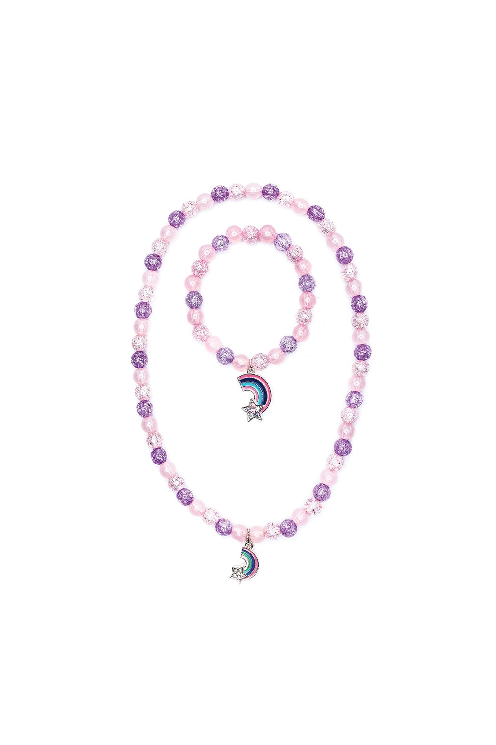 Purple Rainbow Necklace & Bracelet Set (2 pcs), 2 styles assorted