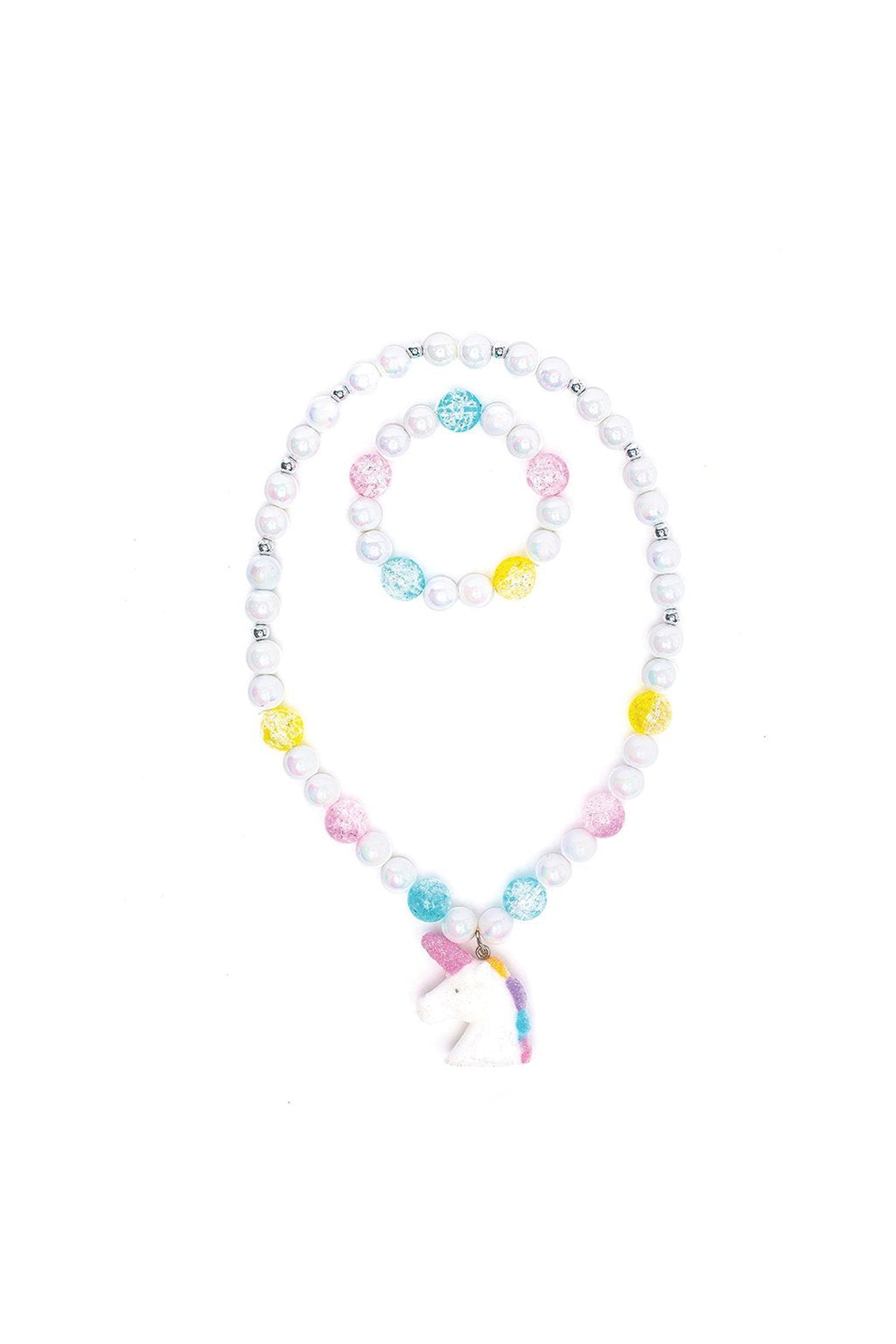 White Unicorn Necklace & Bracelet Set (2 pcs)
