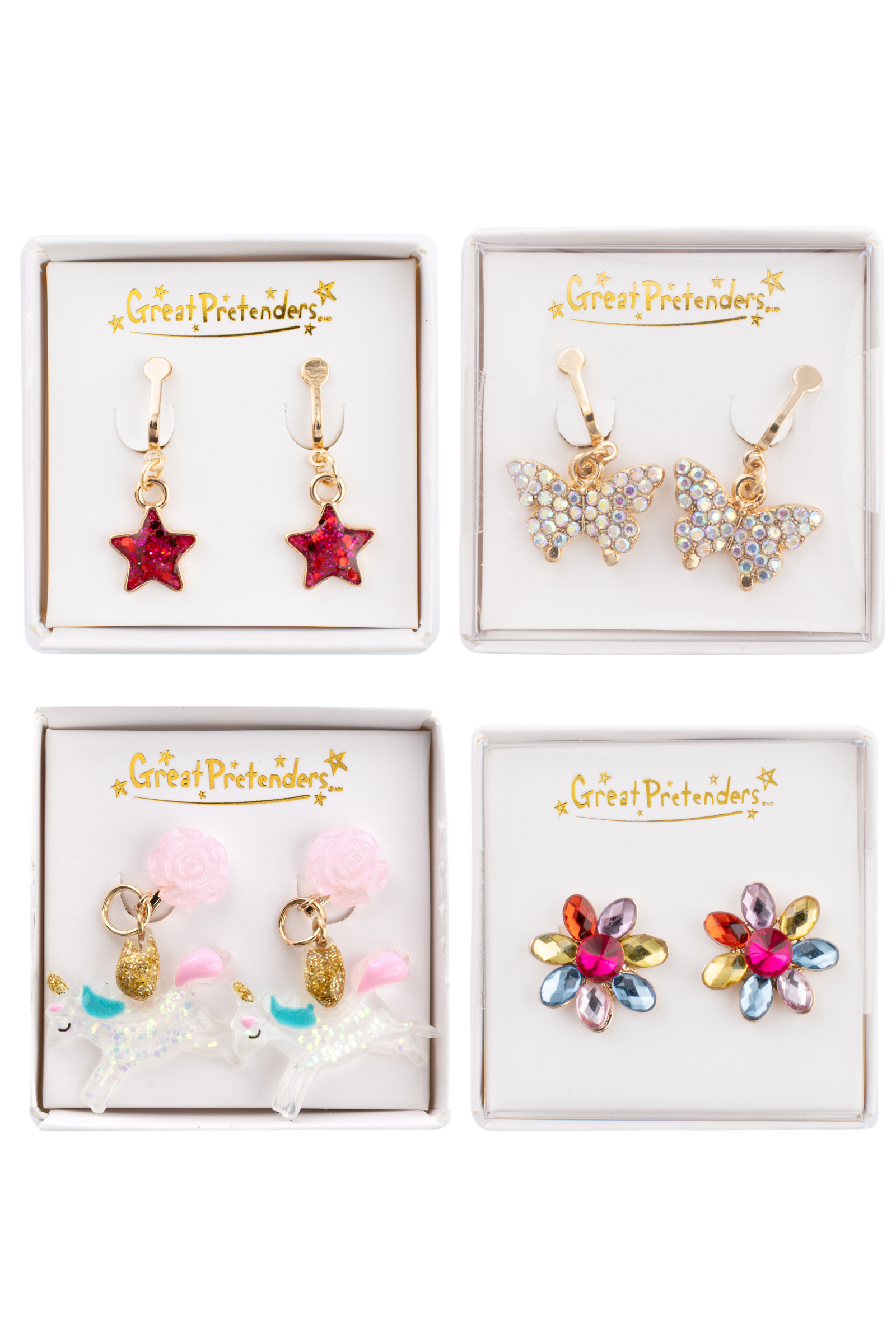 Clip-on Earrings (1 pair), 4 styles assorted