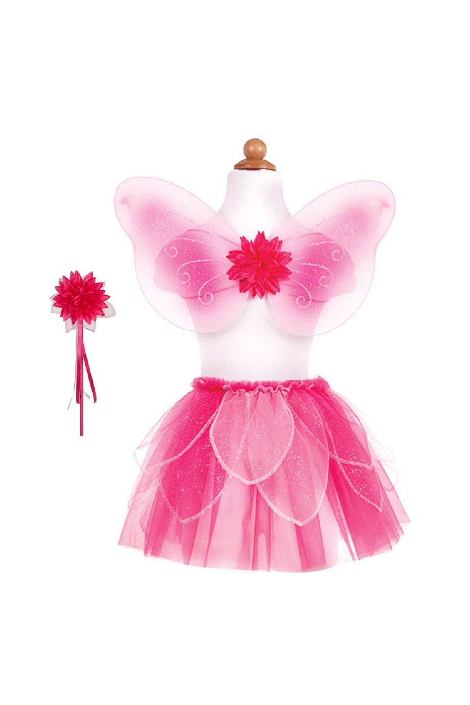 Set ailes, baguette, jupe rose