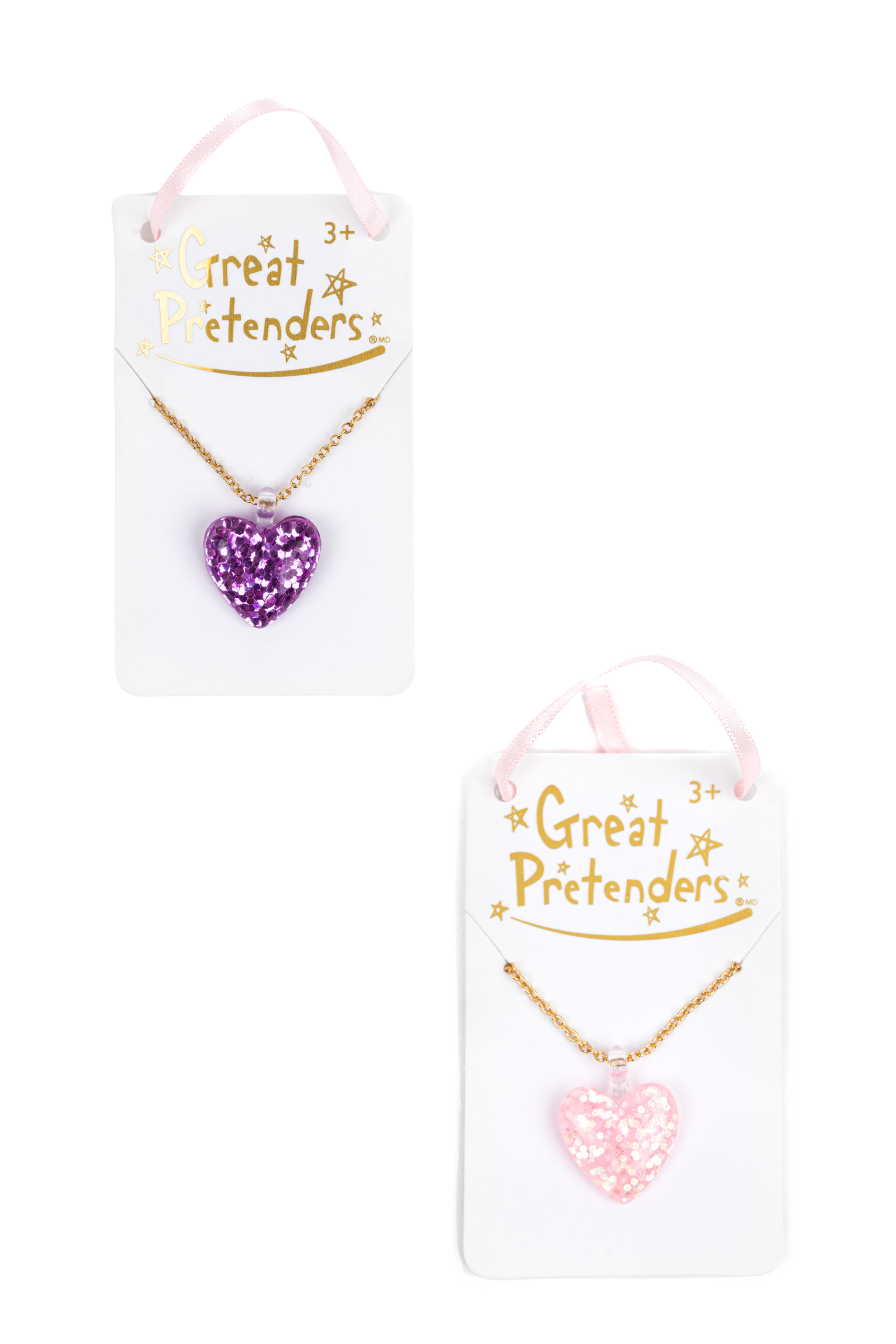 Boutique Glitter Heart Necklace, 2 styles assorted