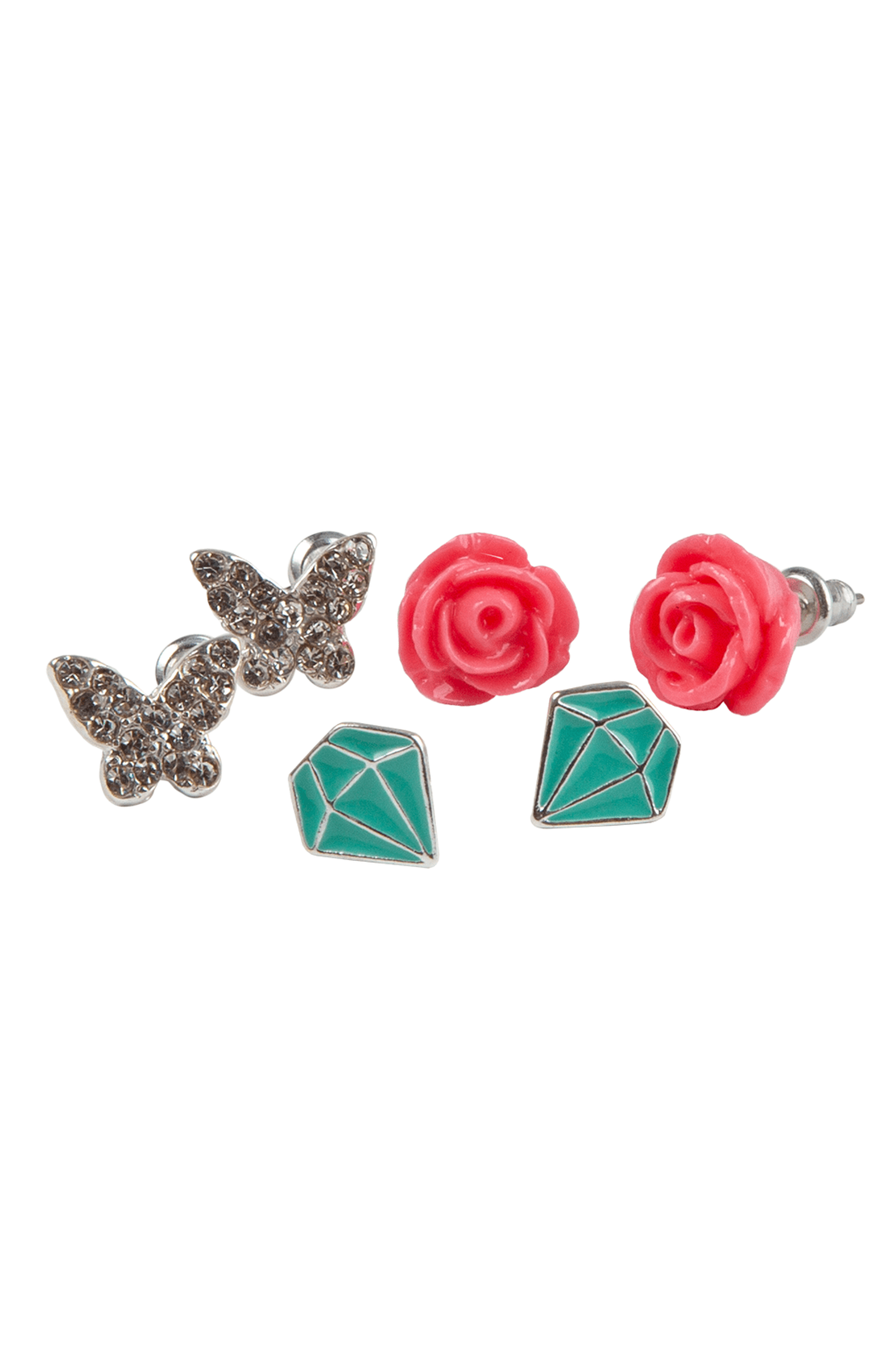 Boutique Rose Studded Earrings (3 pairs)