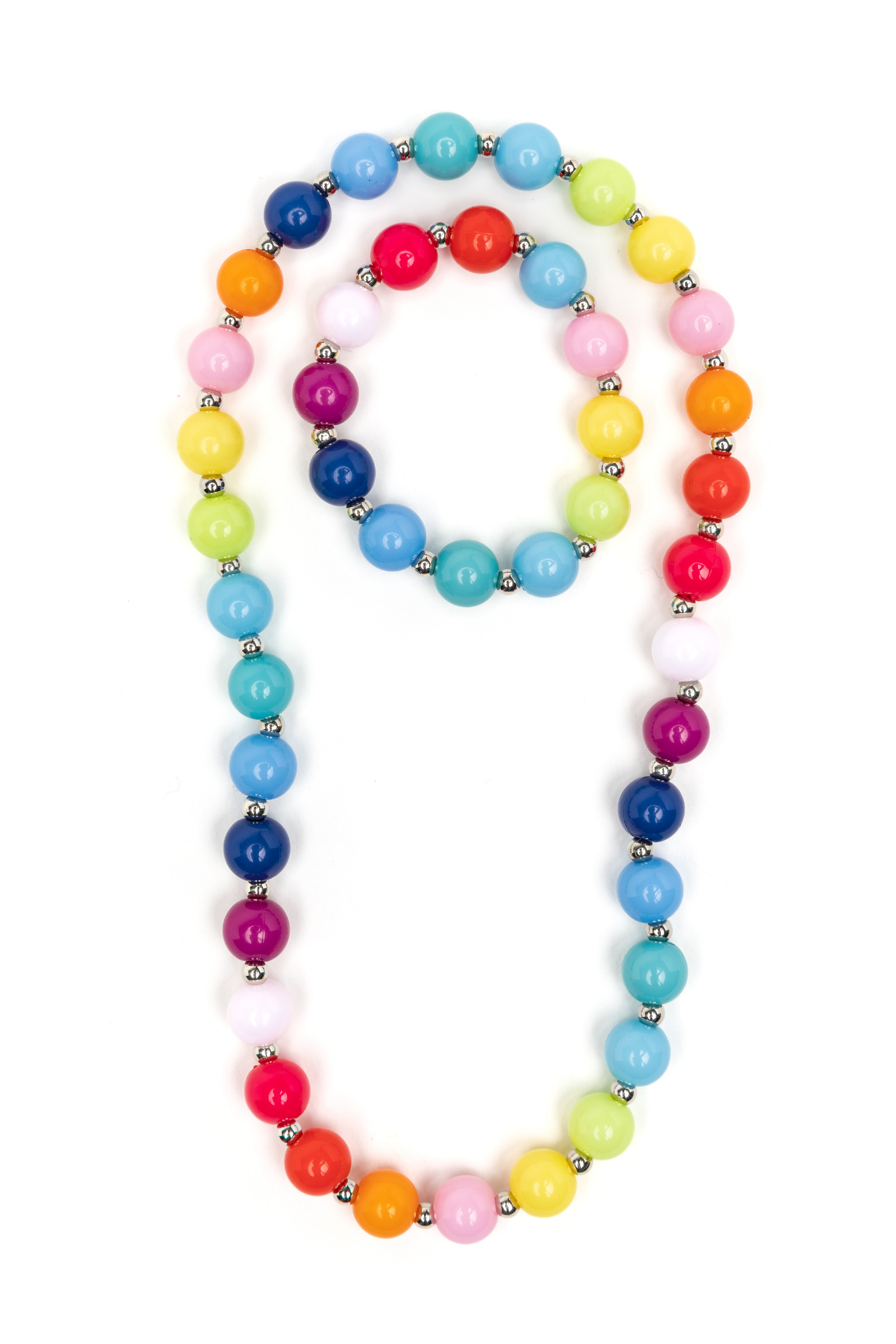 Beaded Bubblegum Necklace & Bracelet Set (2 pcs)