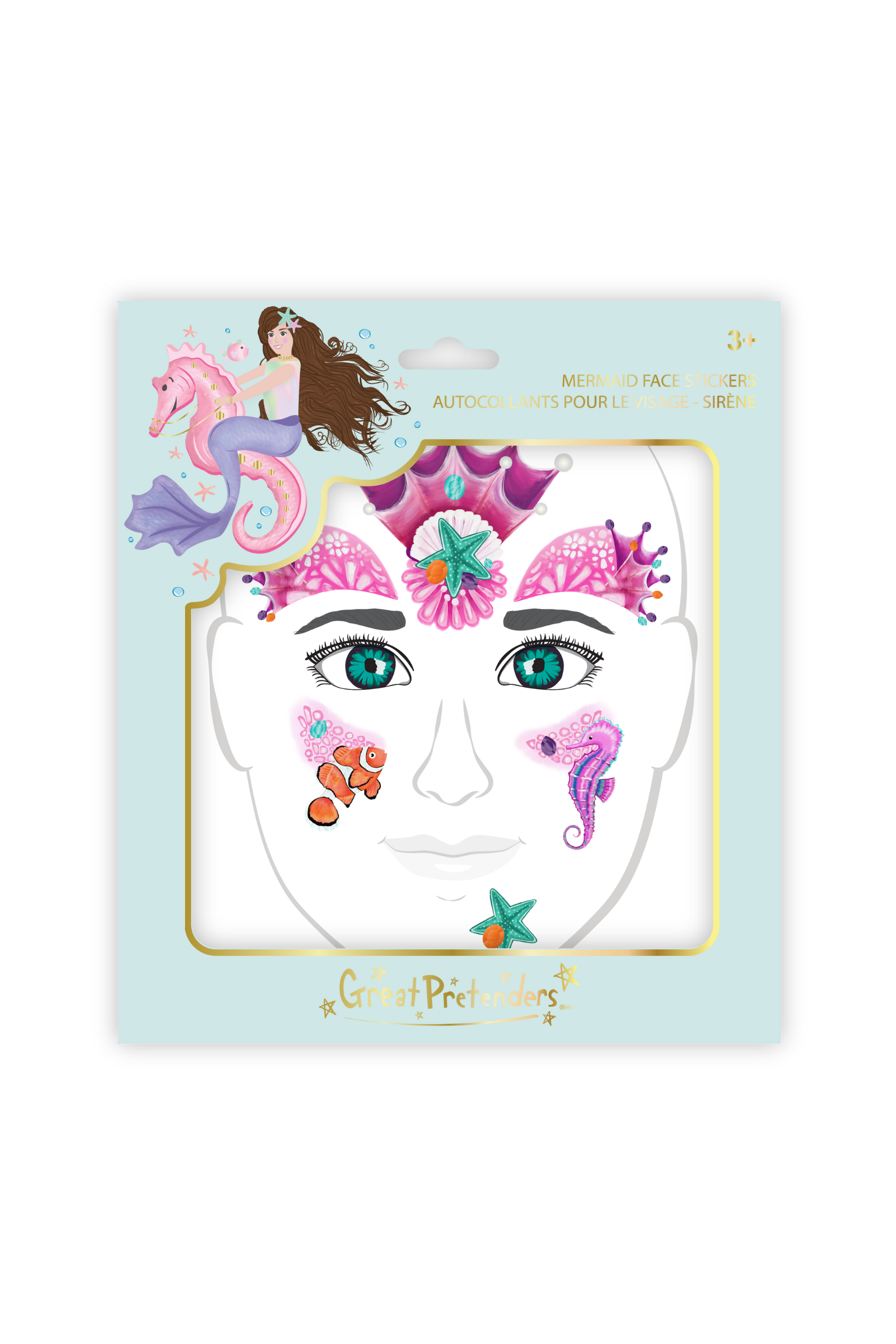 Mermaid Face Sticker Sheet (6 pcs)