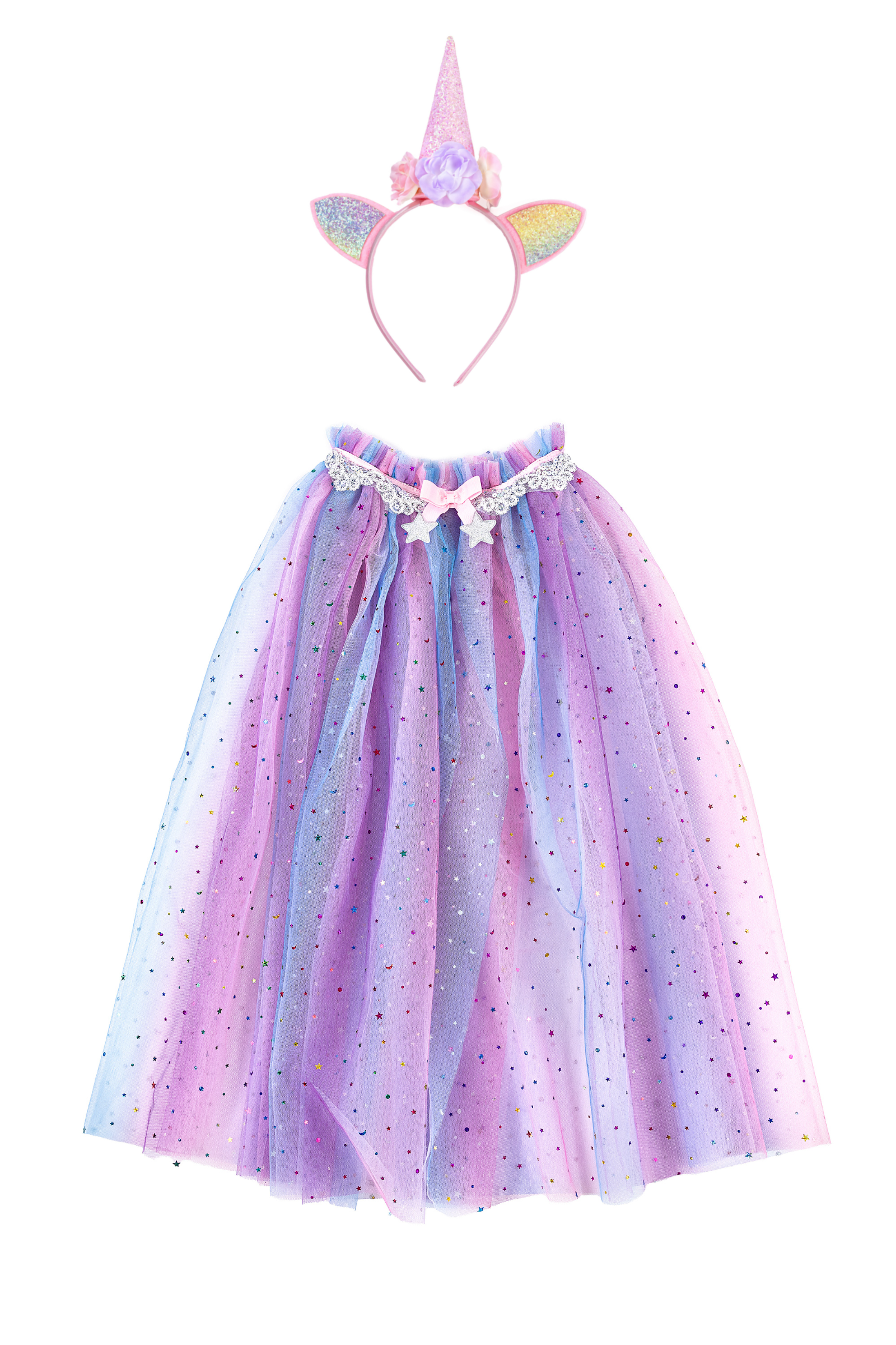Rainbow Unicorn Cape with Headband, Multicolour