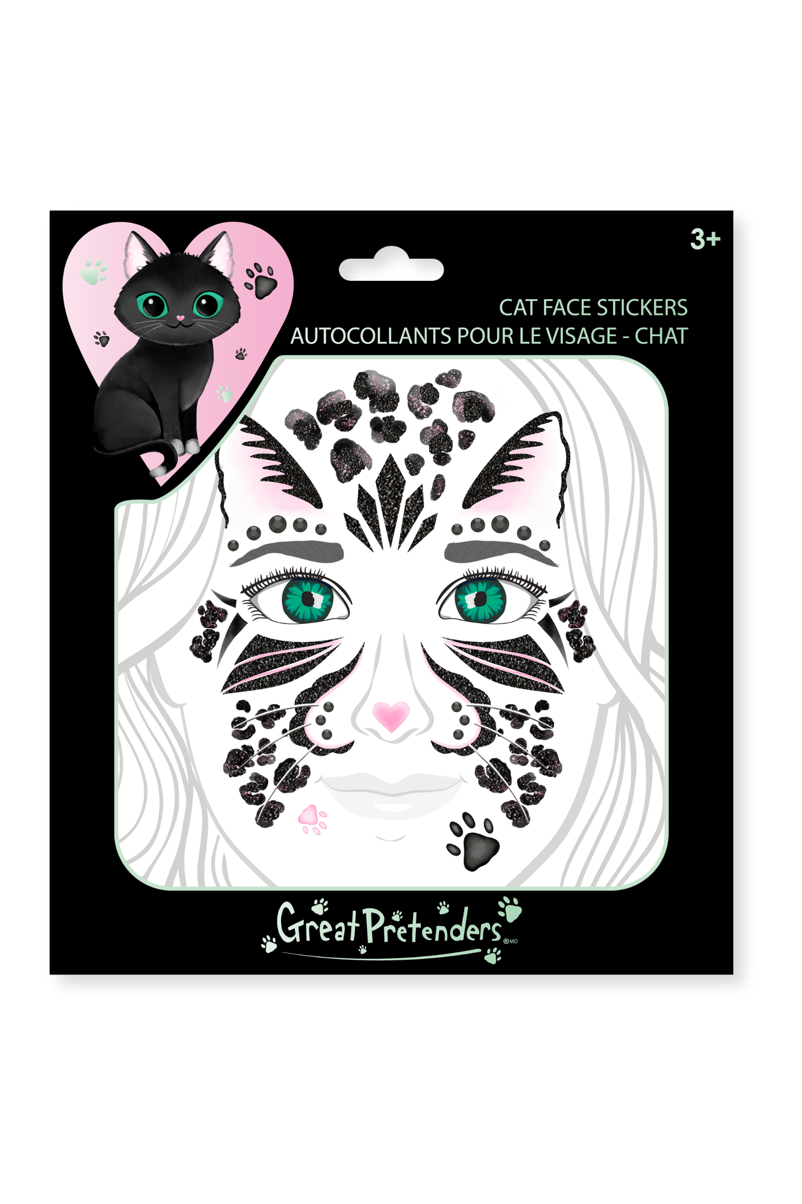 Black Cat Face Sticker Sheet (37 pcs)