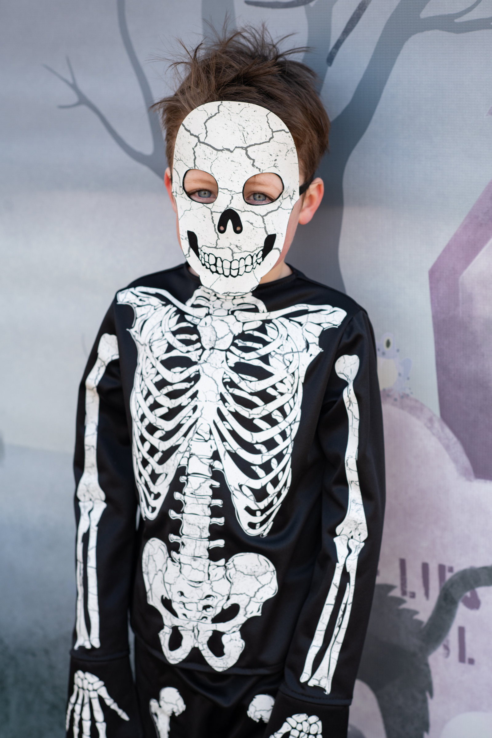 Glow in the Dark Skeleton Shirt with Pant & Mask