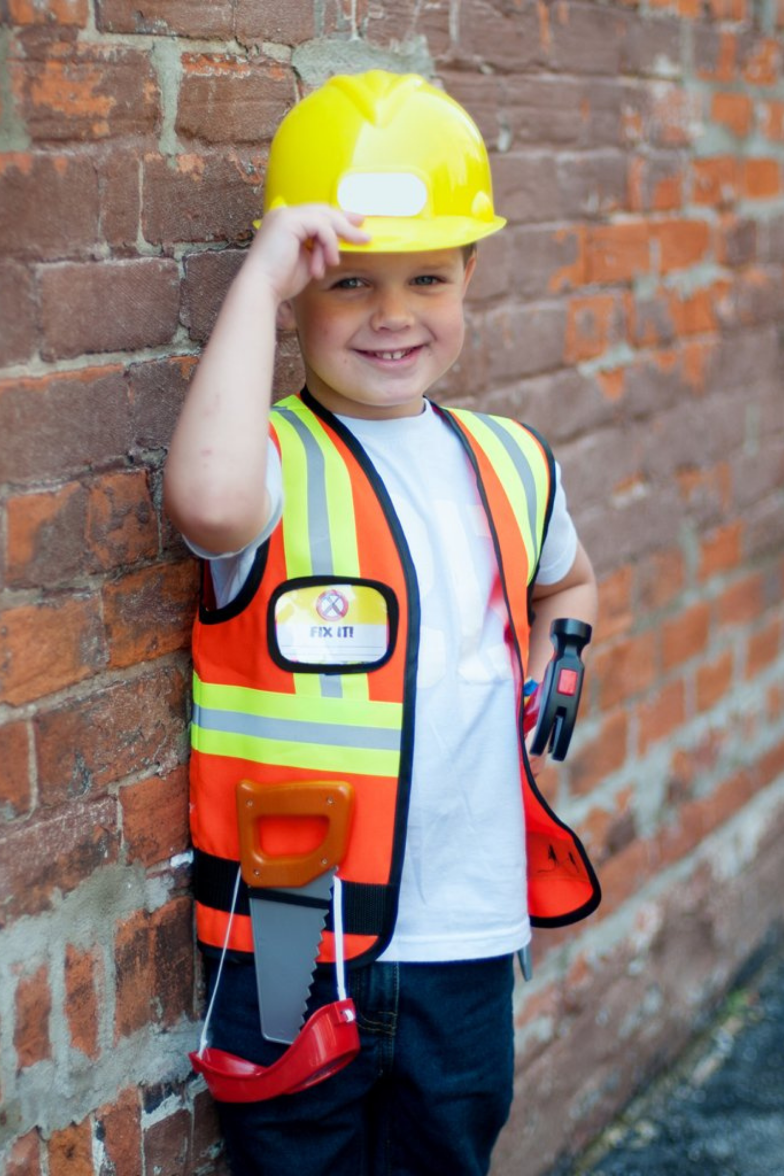 Construction Worker Vest with Helmet & Accessory Set (5 pcs)