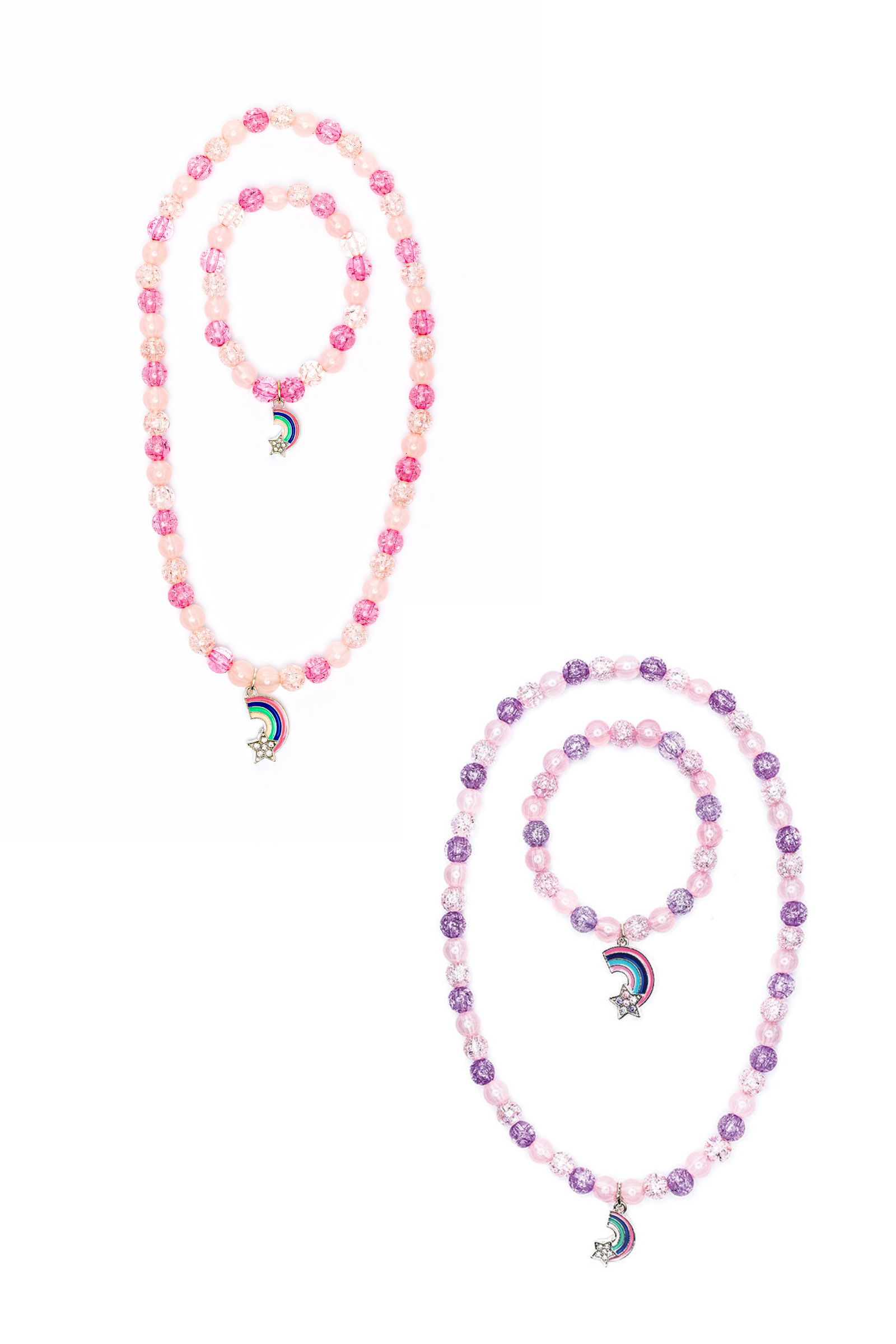 Purple Rainbow Necklace & Bracelet Set (2 pcs), 2 styles assorted