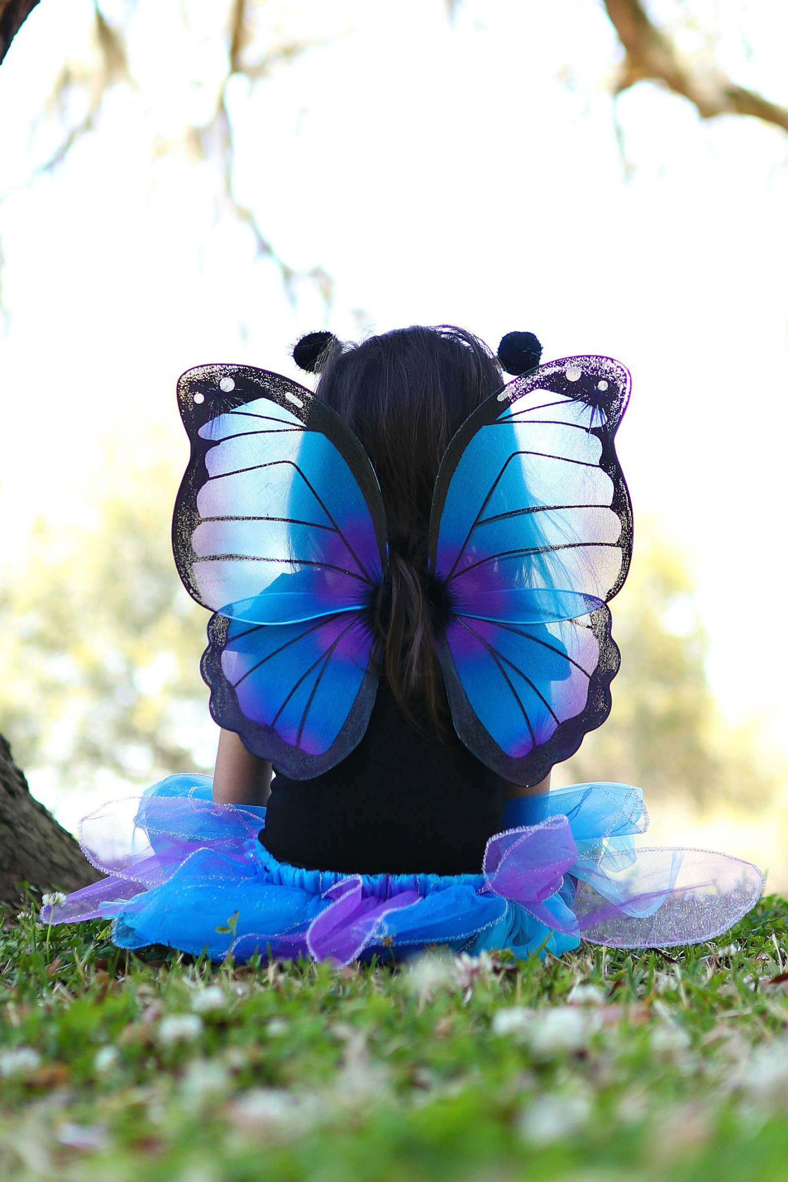 Midnight Butterfly Skirt with Wings & Headband, Blue