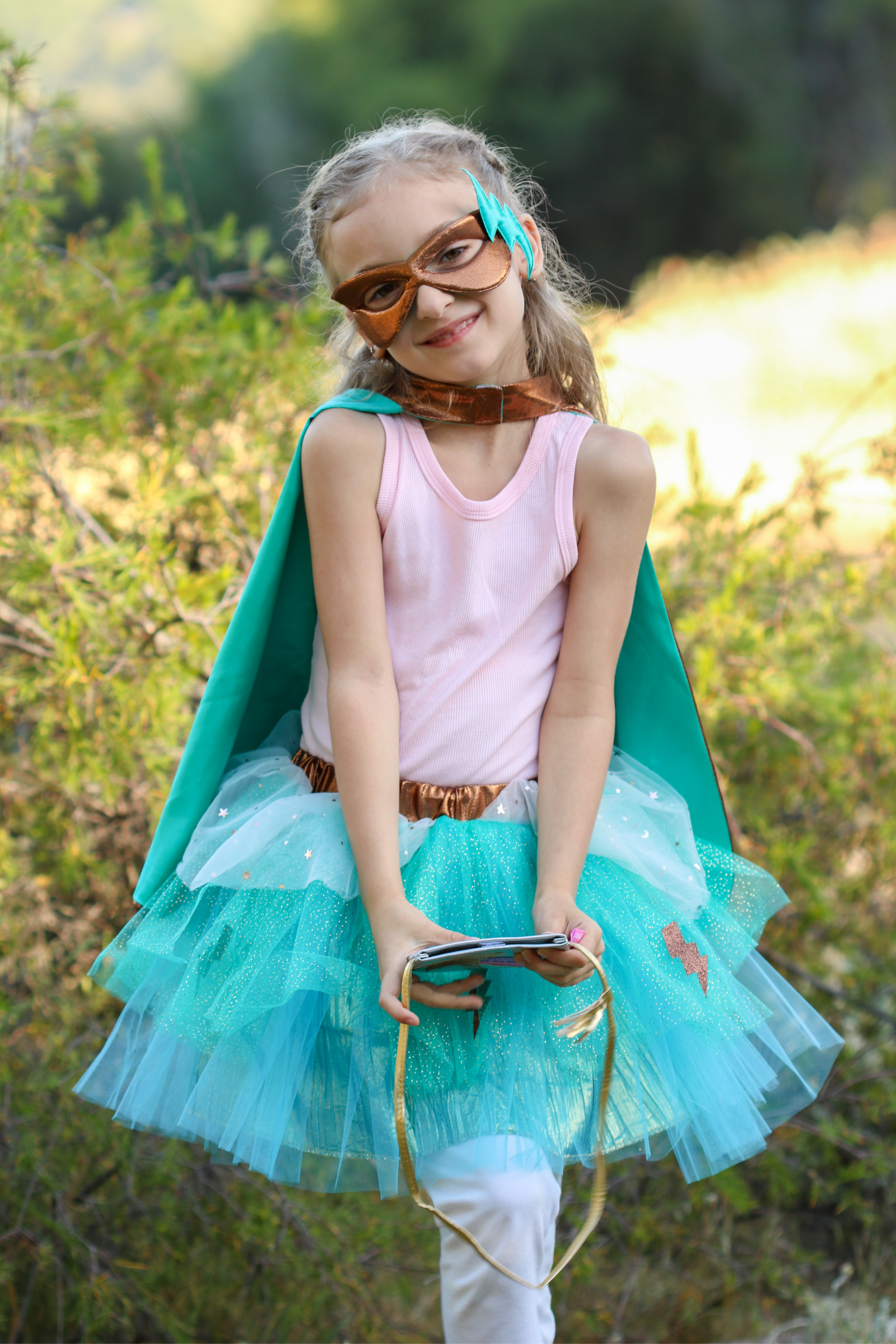 Super-Duper Tutu with Cape & Mask, Copper/Teal