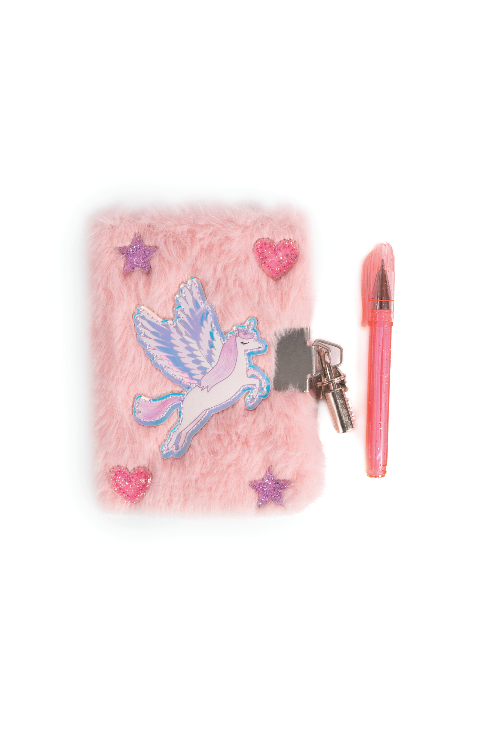 Superbe Mini Journal en Fourrure Alicorne avec Cadenas et Stylo