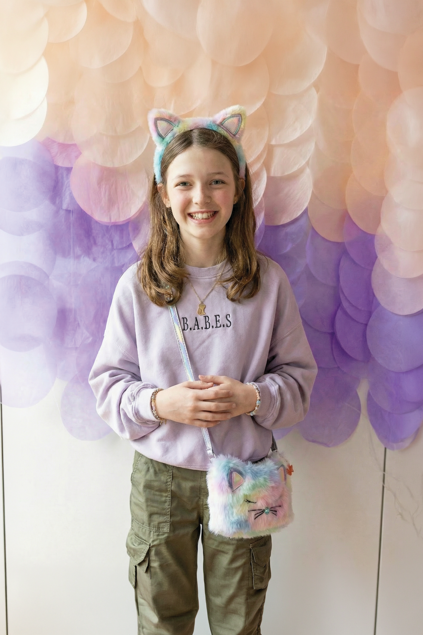 Regenbogen-Fell-Katzenohren-Stirnband