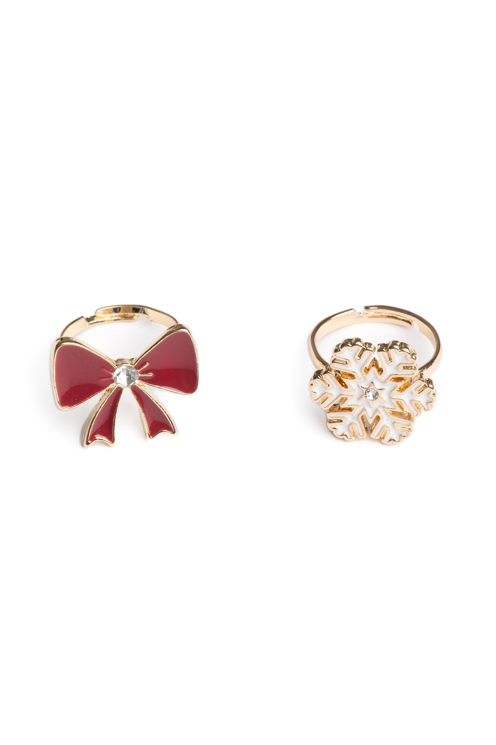 Holiday Bow and Snowflake Ring Set (2 pcs)