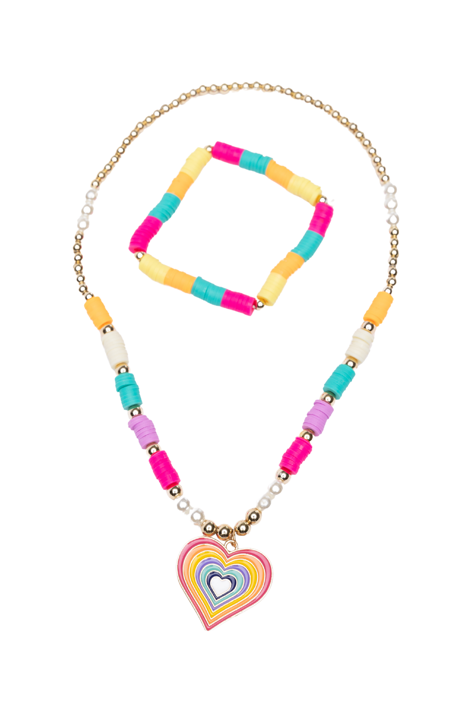Rainbow Love Kette und Armband Set, 2 Stk.