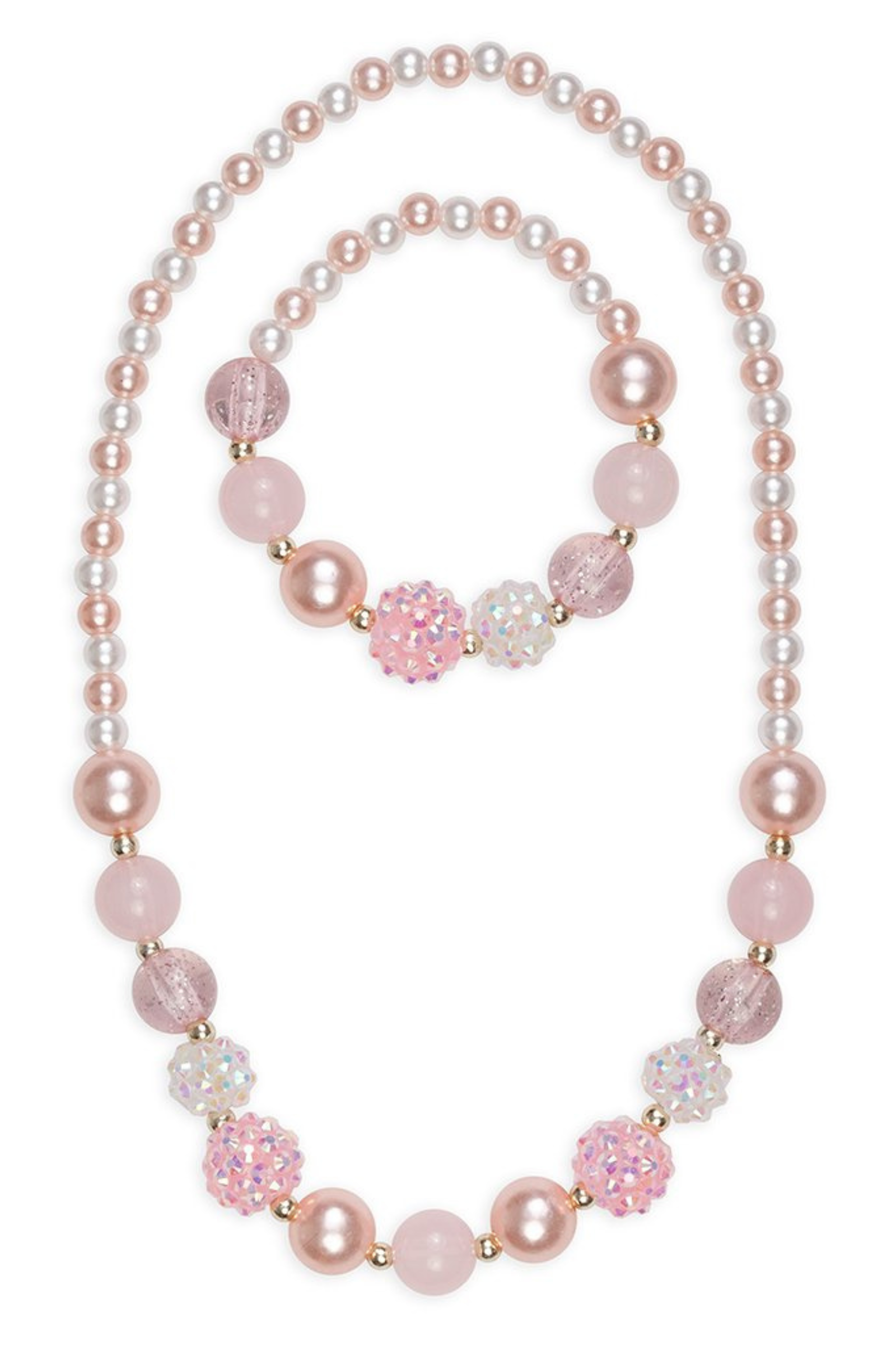Pearly Pink Necklace & Bracelet Set (2 pcs)