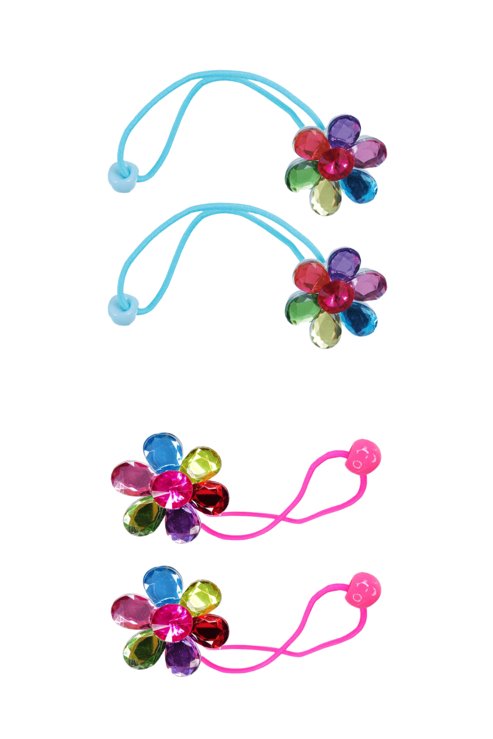Flower Gem Ponytail Holder Set (2 pcs), 2 styles assorted