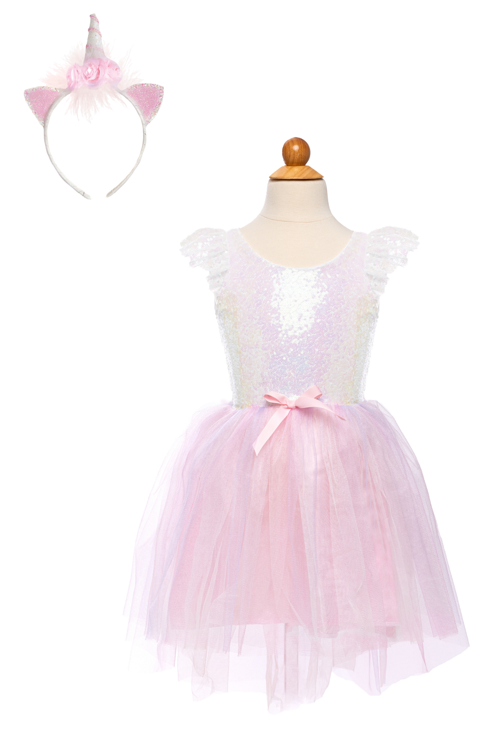 Dreamy Unicorn Dress with Headband, Iridescent/Pink