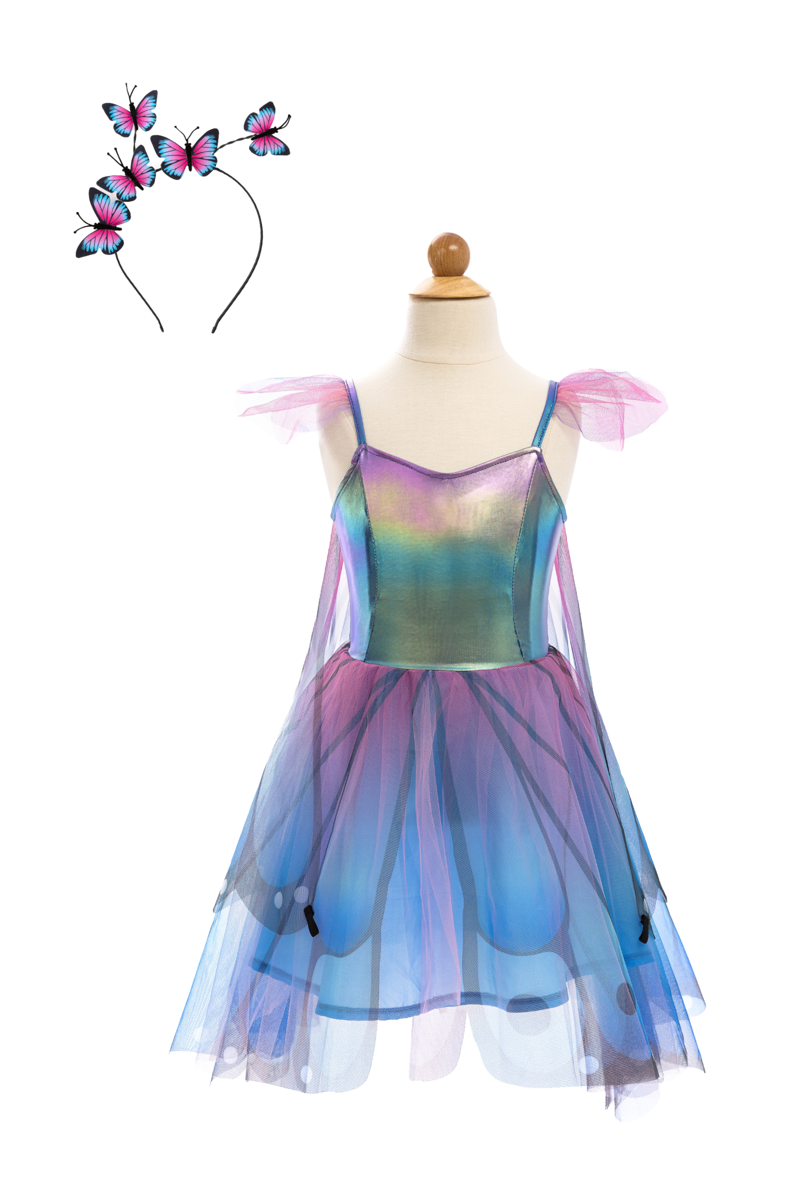 Butterfly Twirl Dress with Wings & Headband, Blue/Purple