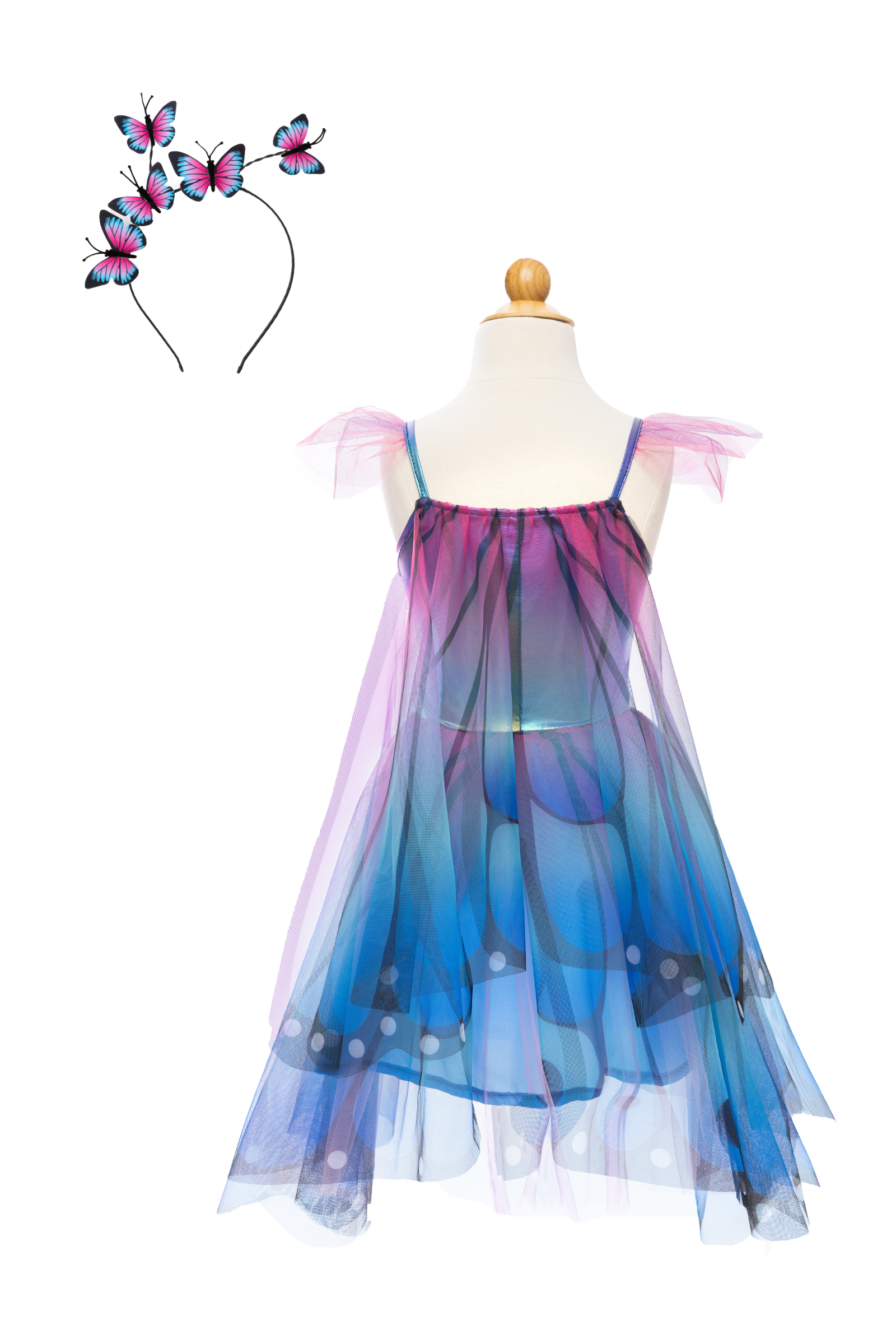 Butterfly Twirl Dress with Wings & Headband, Blue/Purple