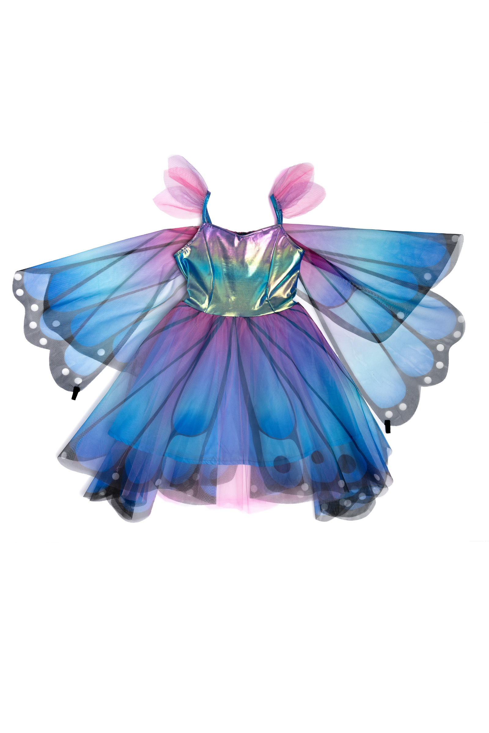 Butterfly Twirl Dress with Wings & Headband, Blue/Purple