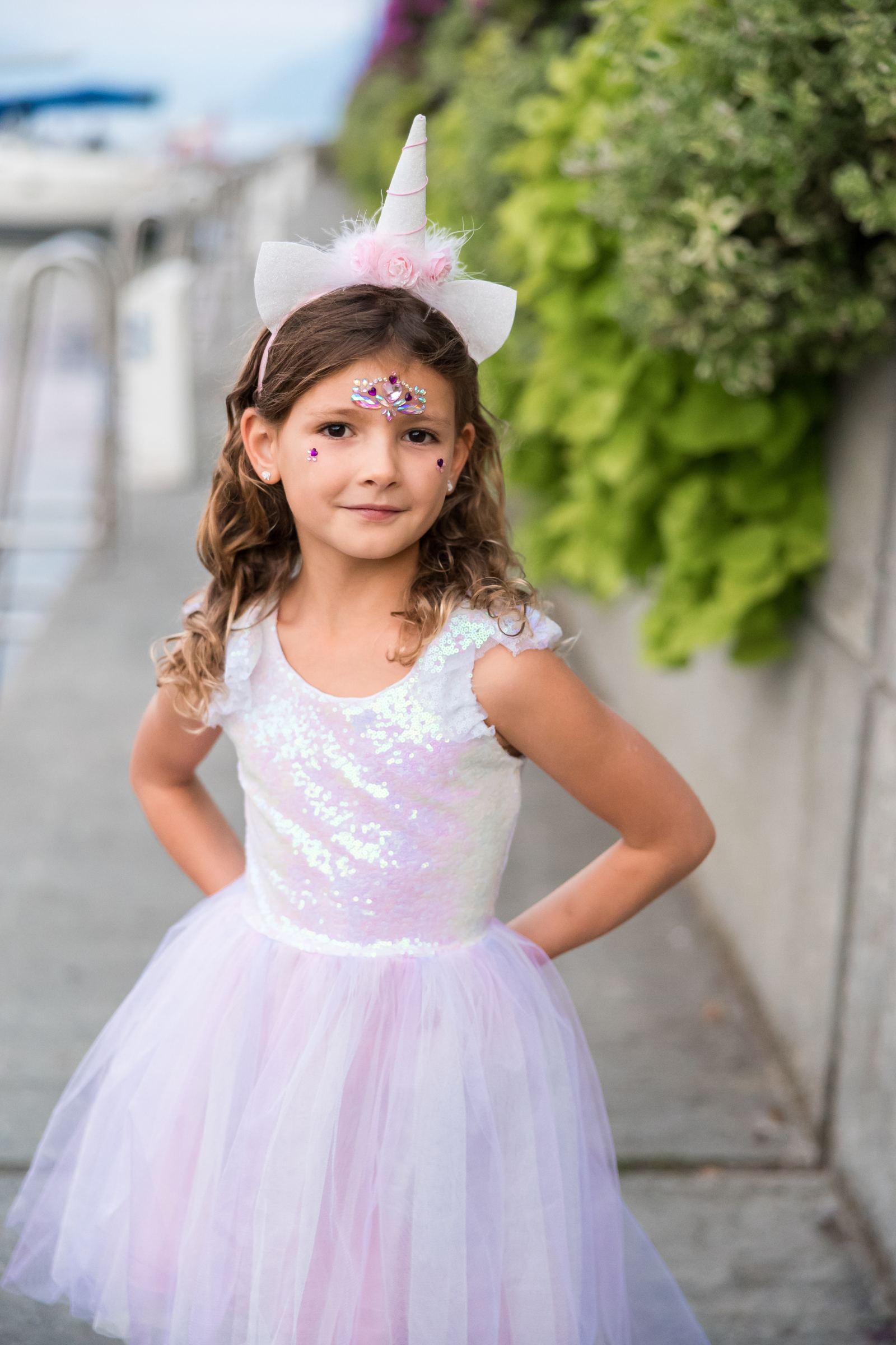 Dreamy Unicorn Dress with Headband, Iridescent/Pink