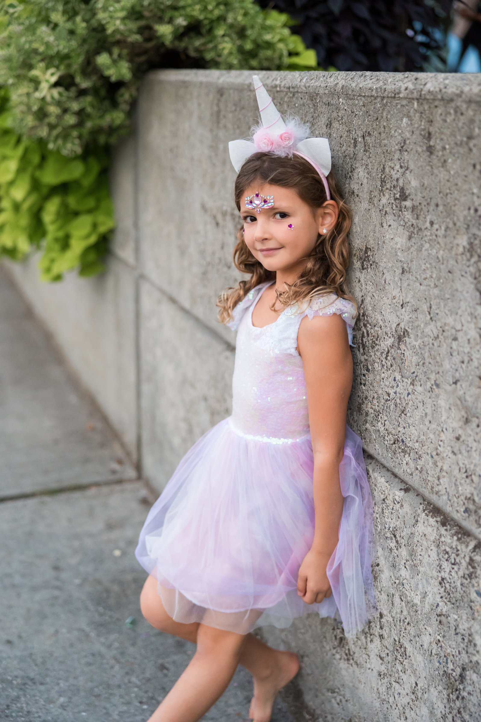 Dreamy Unicorn Dress with Headband, Iridescent/Pink