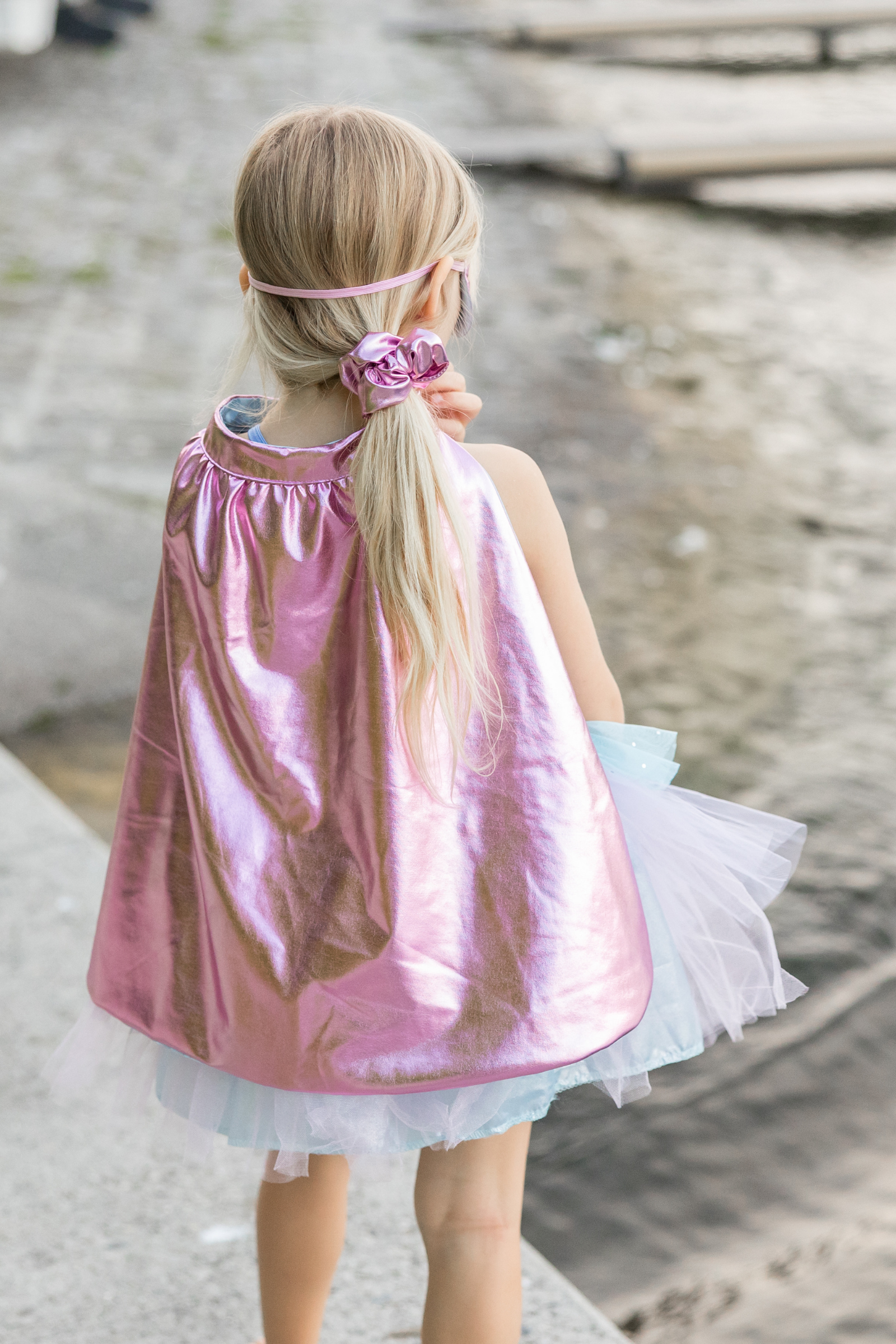 Super-Duper Tutu with Cape & Mask, Metallic Pink/Light Blue