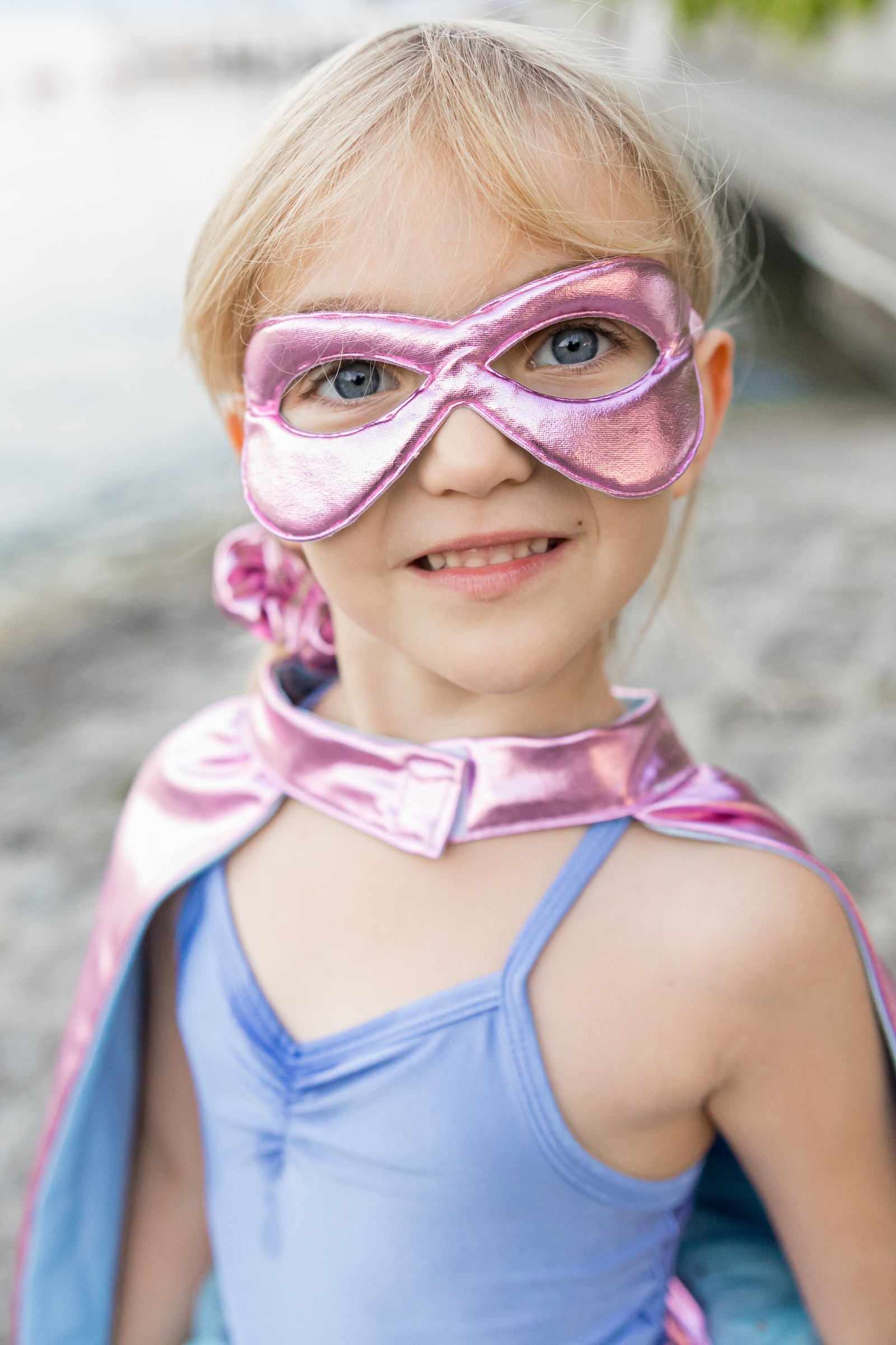 Super-Duper Tutu with Cape & Mask, Metallic Pink/Light Blue