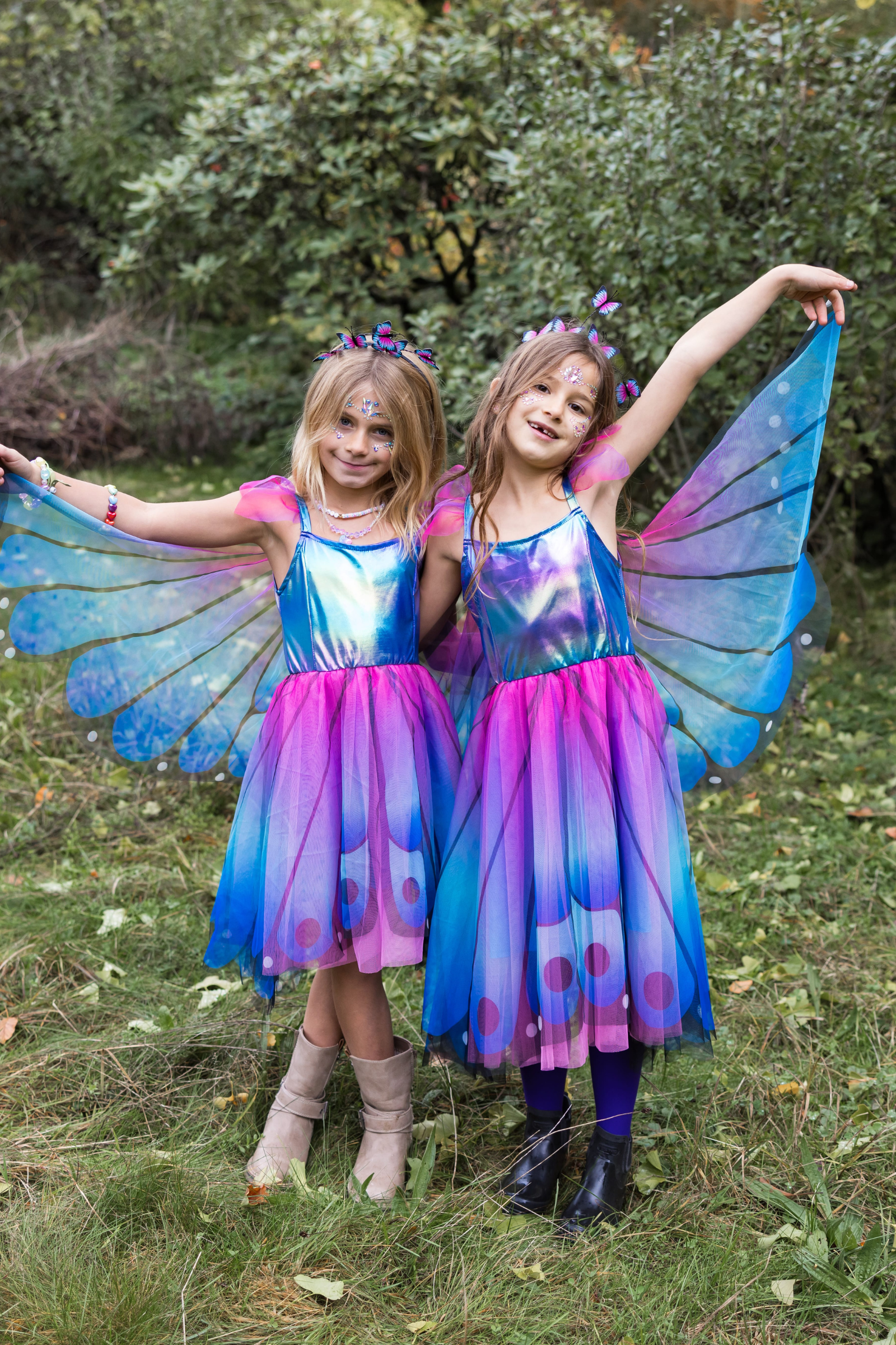 Butterfly Twirl Dress with Wings & Headband, Blue/Purple