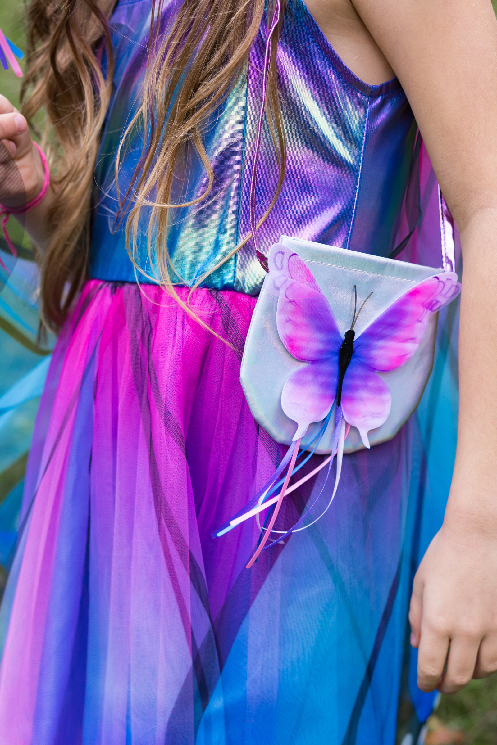 Butterfly Twirl Dress with Wings & Headband, Blue/Purple