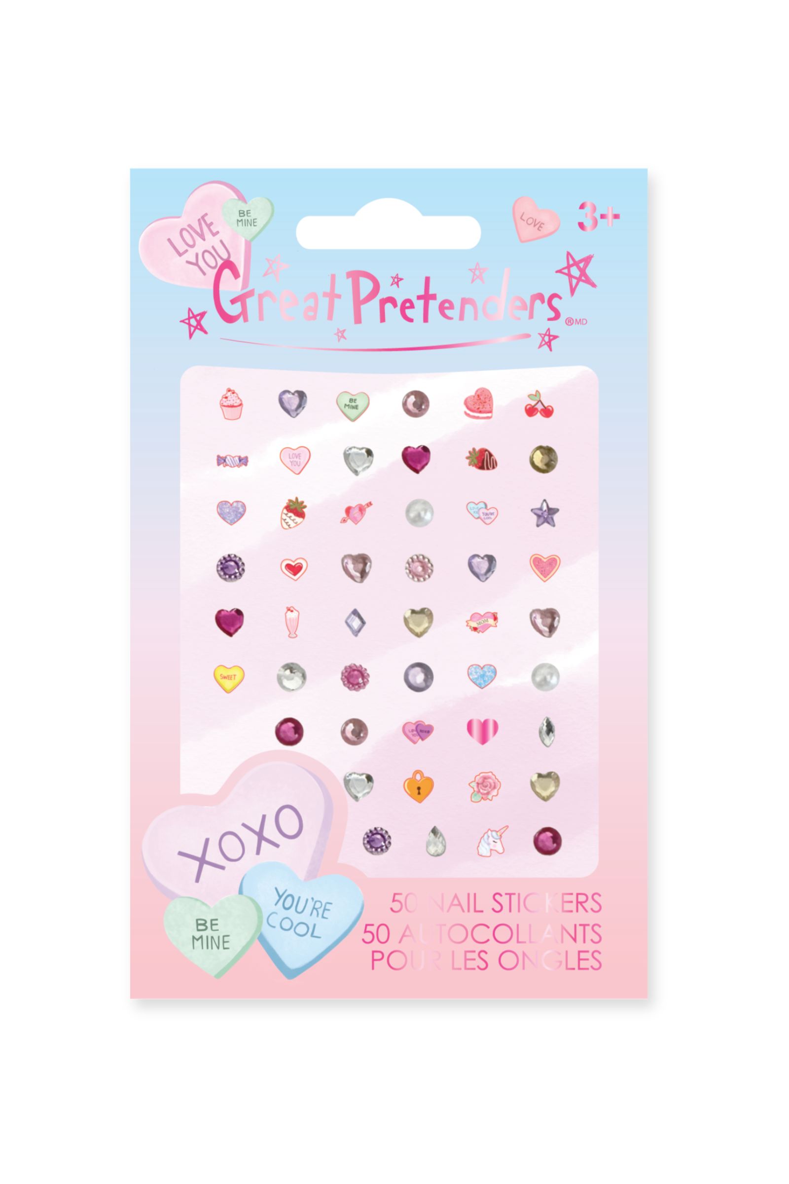 Candy Heart Nail Sticker Sheet (50 pcs)