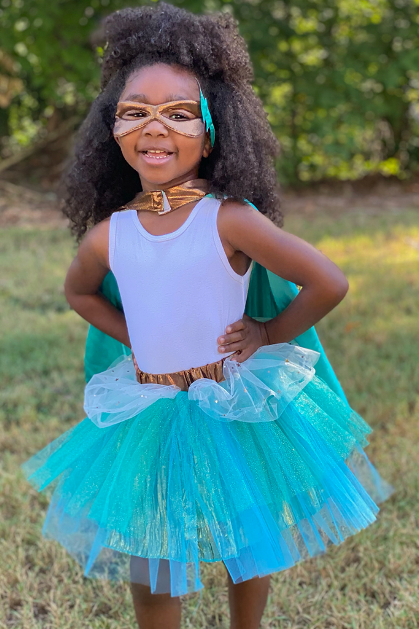 Super-duper Tutu/Cape/Mask, Copper & Teal