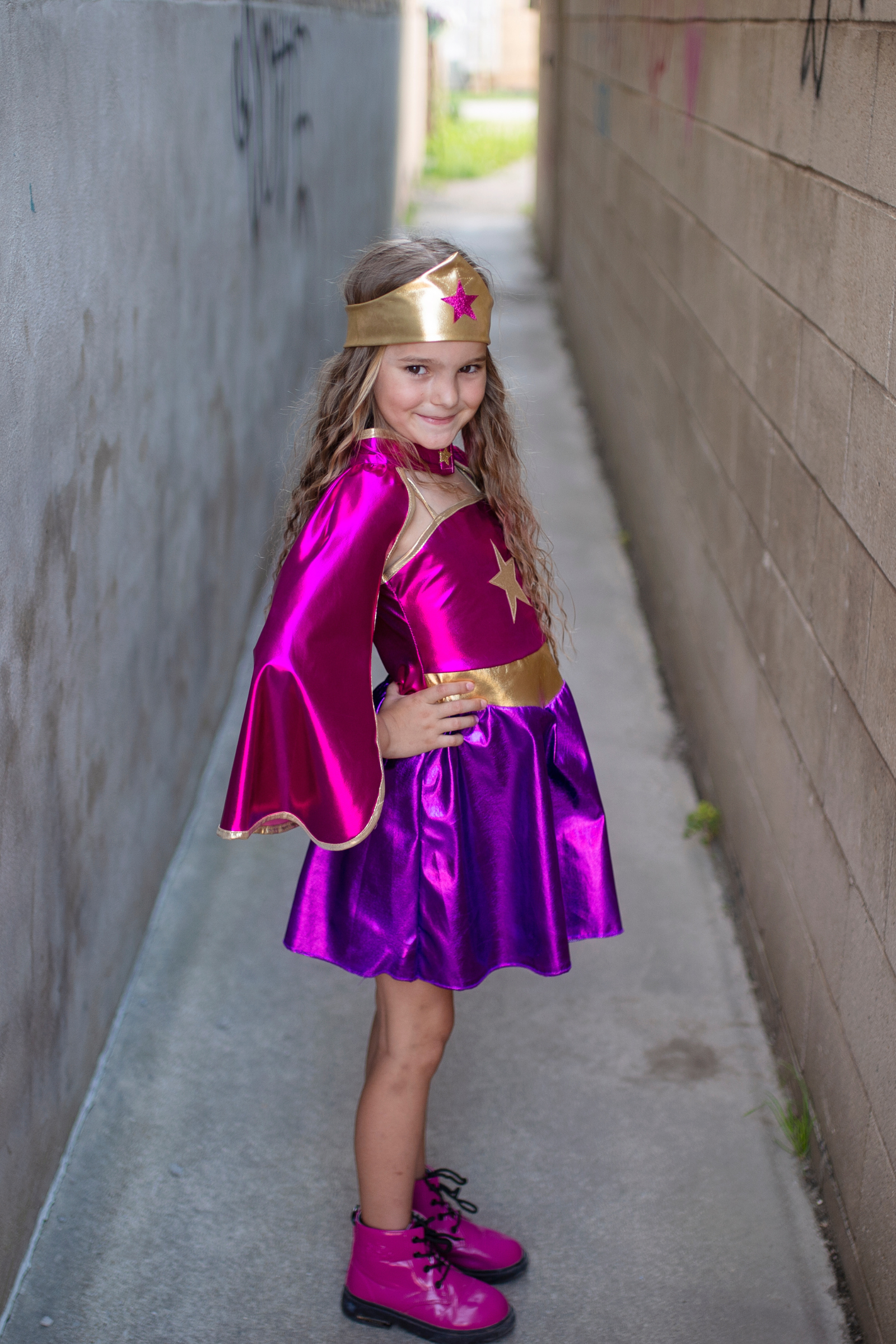 Superhero Star Dress, Cape & Headpiece