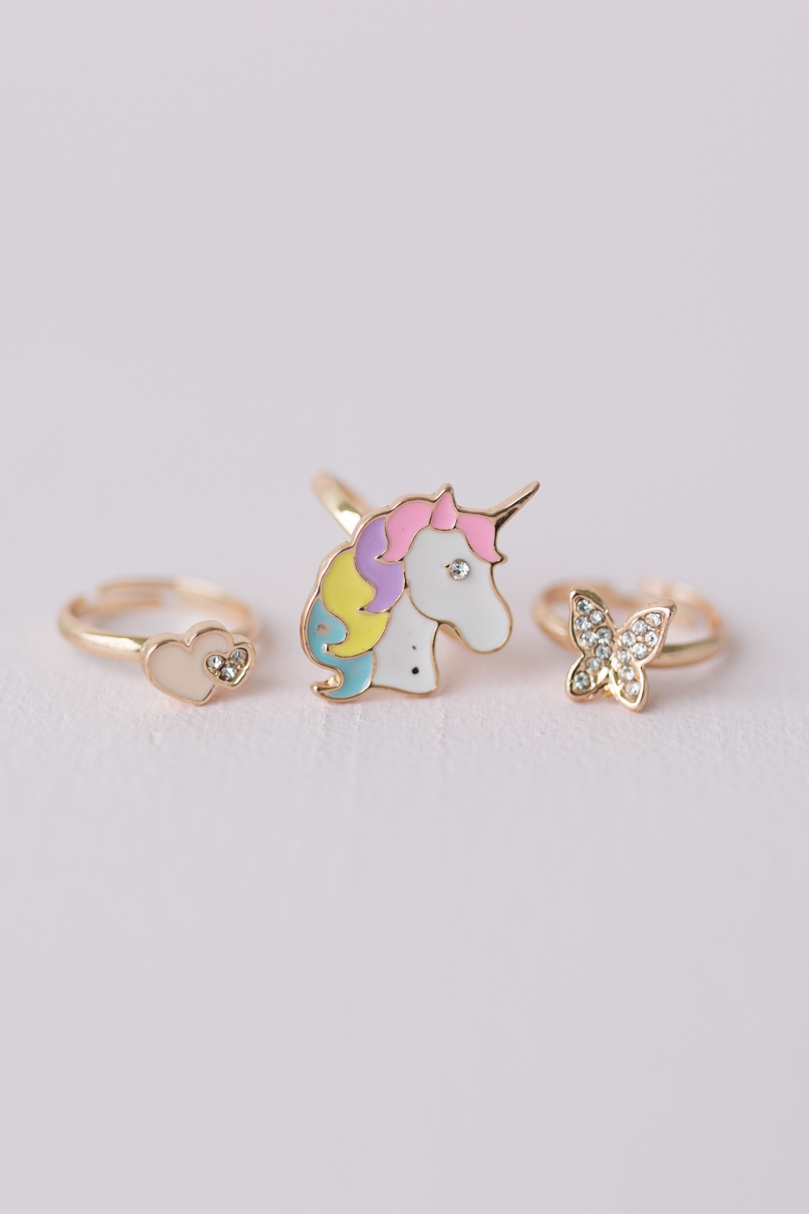 Boutique Butterfly & Unicorn Ring (3 pcs)