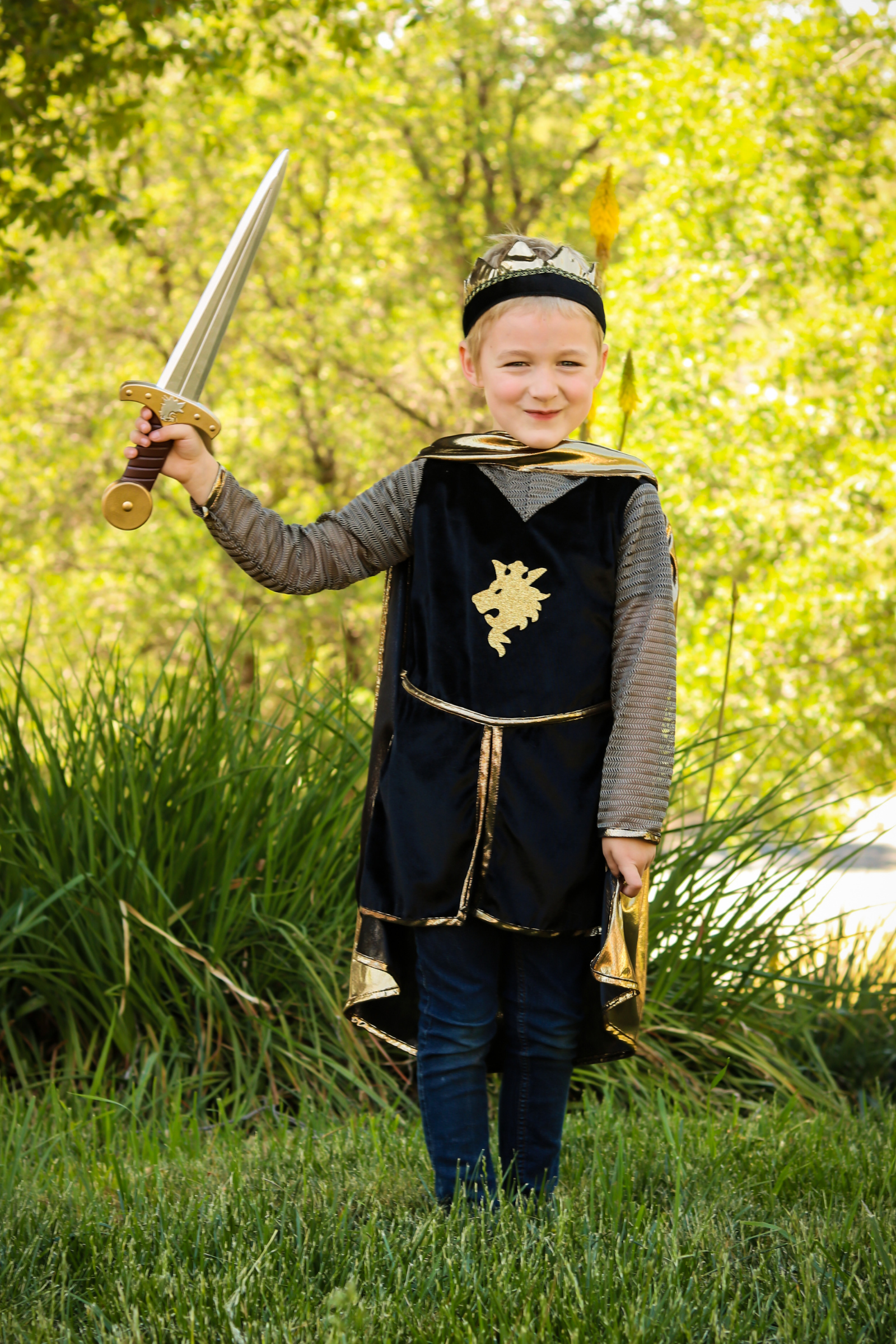 Knight Set Gold with Tunic, Cape and Crown