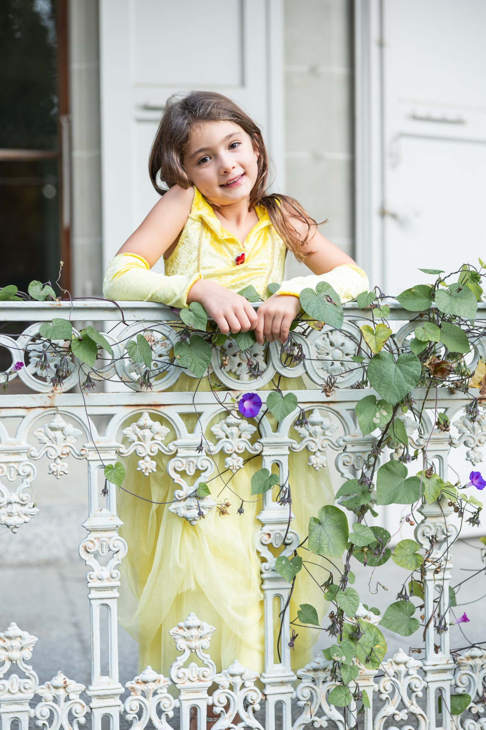 Velvety Soft Yellow Princess Gown with Arm Warmers