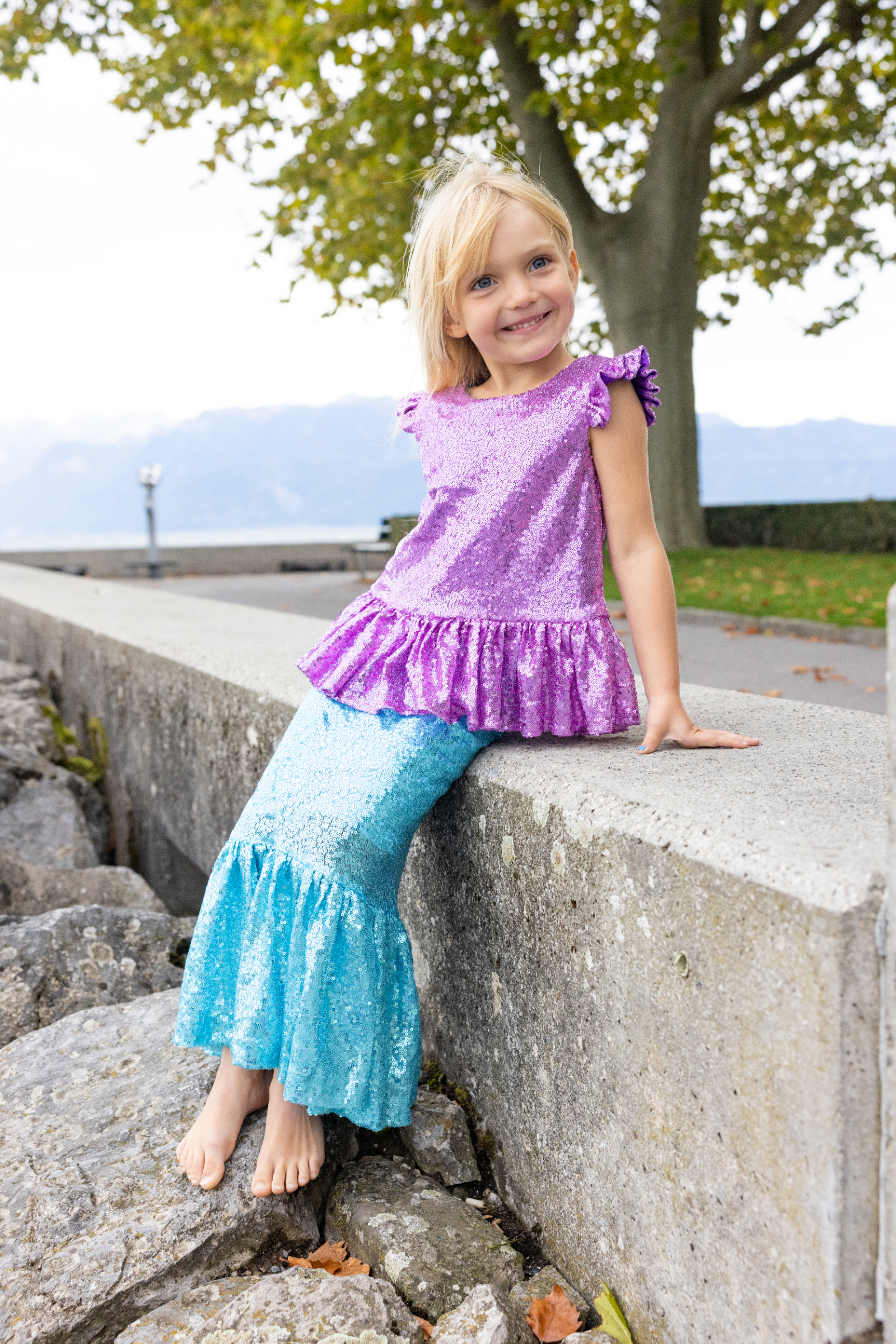 Sequins Sparkle Mermaid Top & Skirt Set