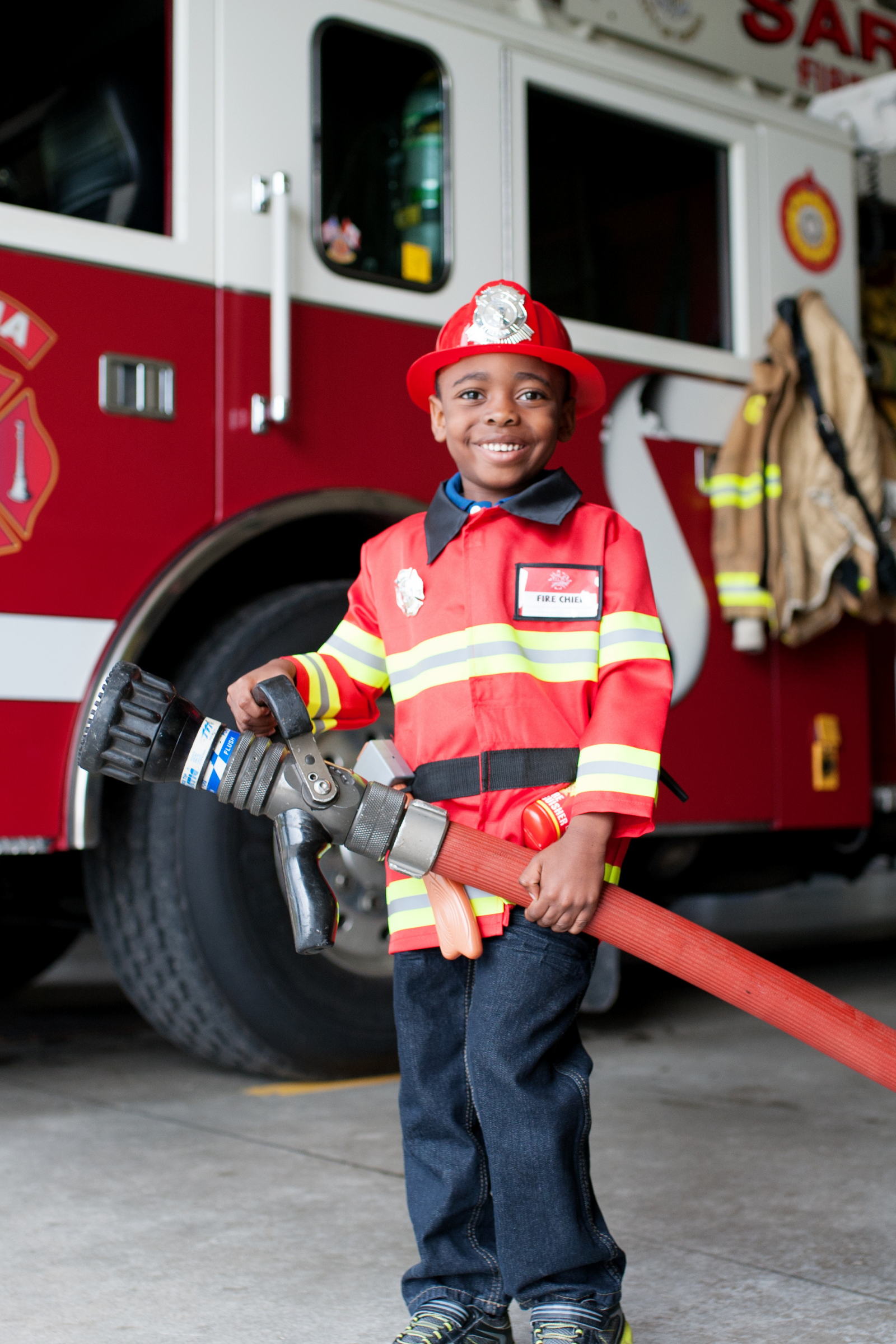 Firefighter with Accessories in Garment Bag