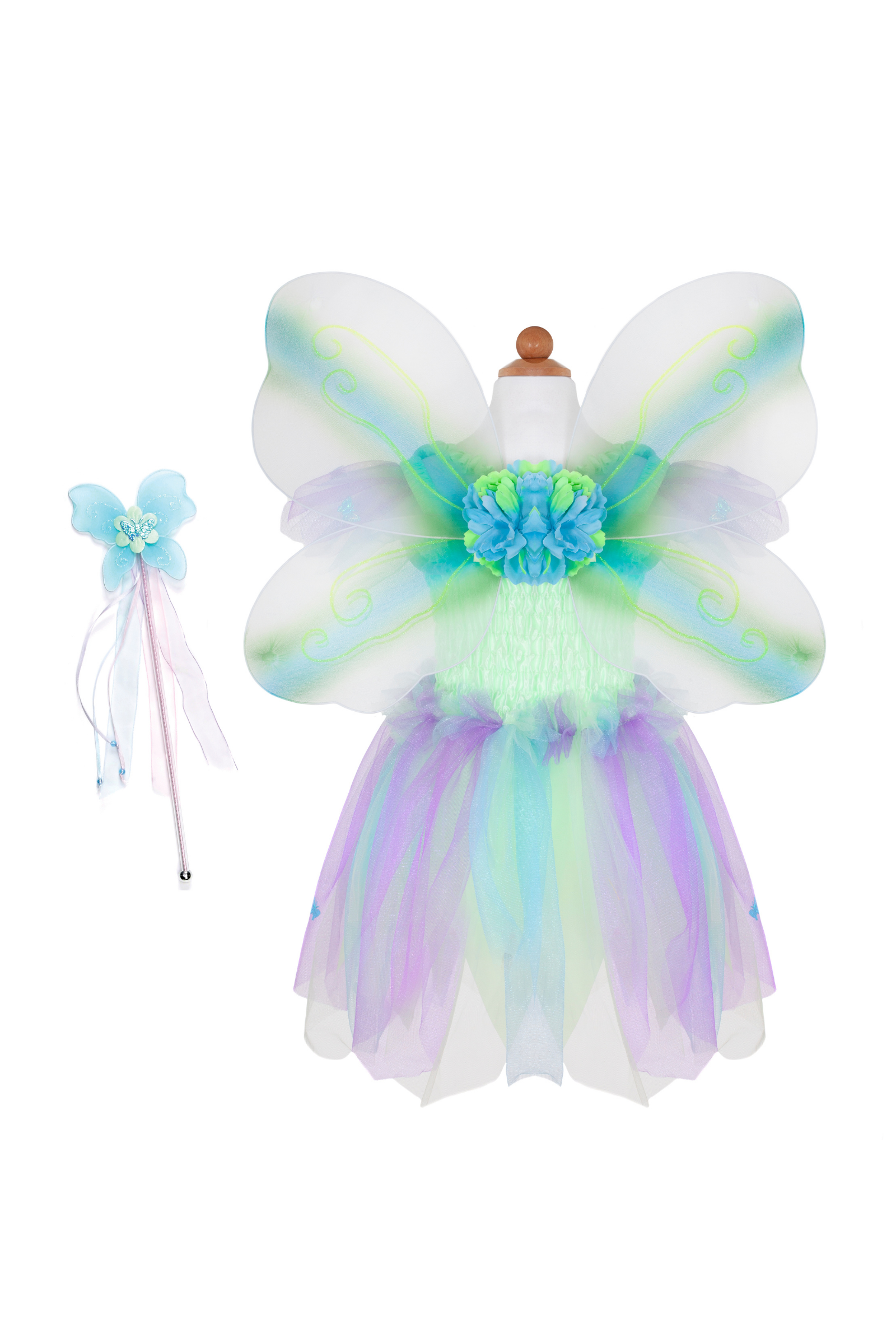 Butterfly Dress with Wings & Wand, Multicolour