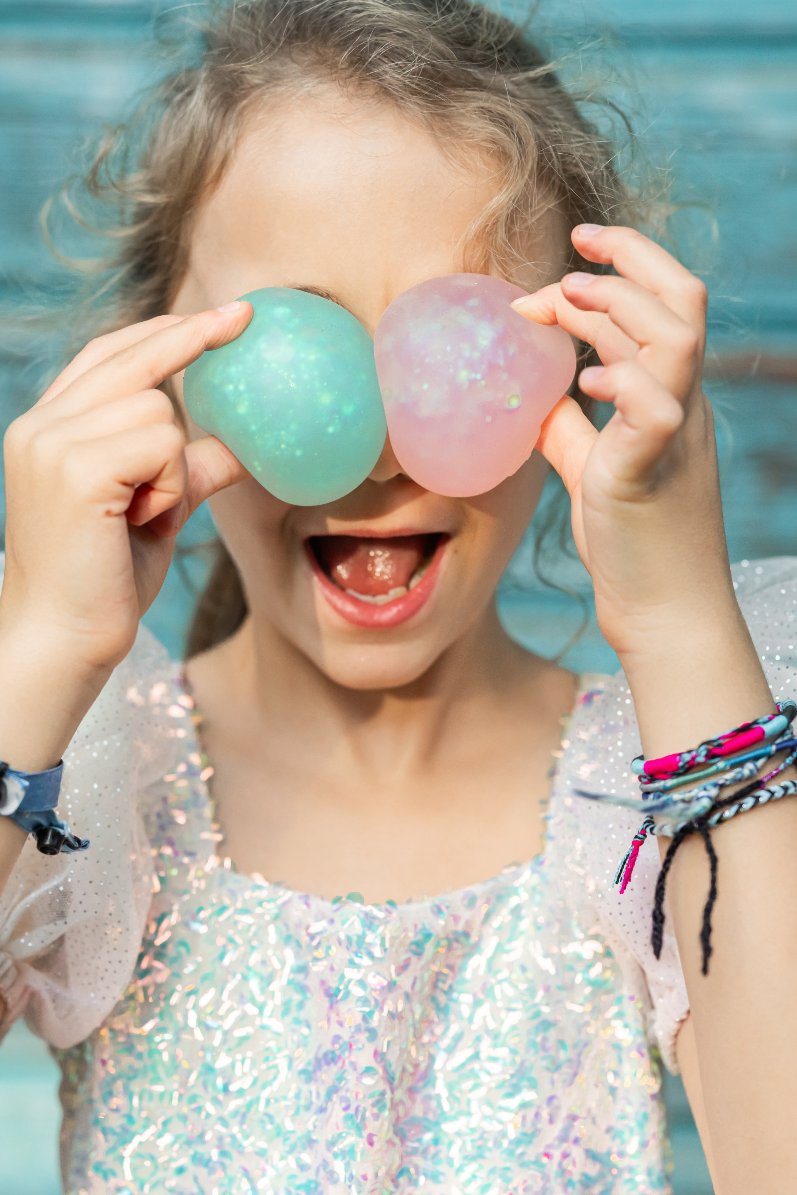 Glitterally Amazing Squishy Balls, 5 colours assorted