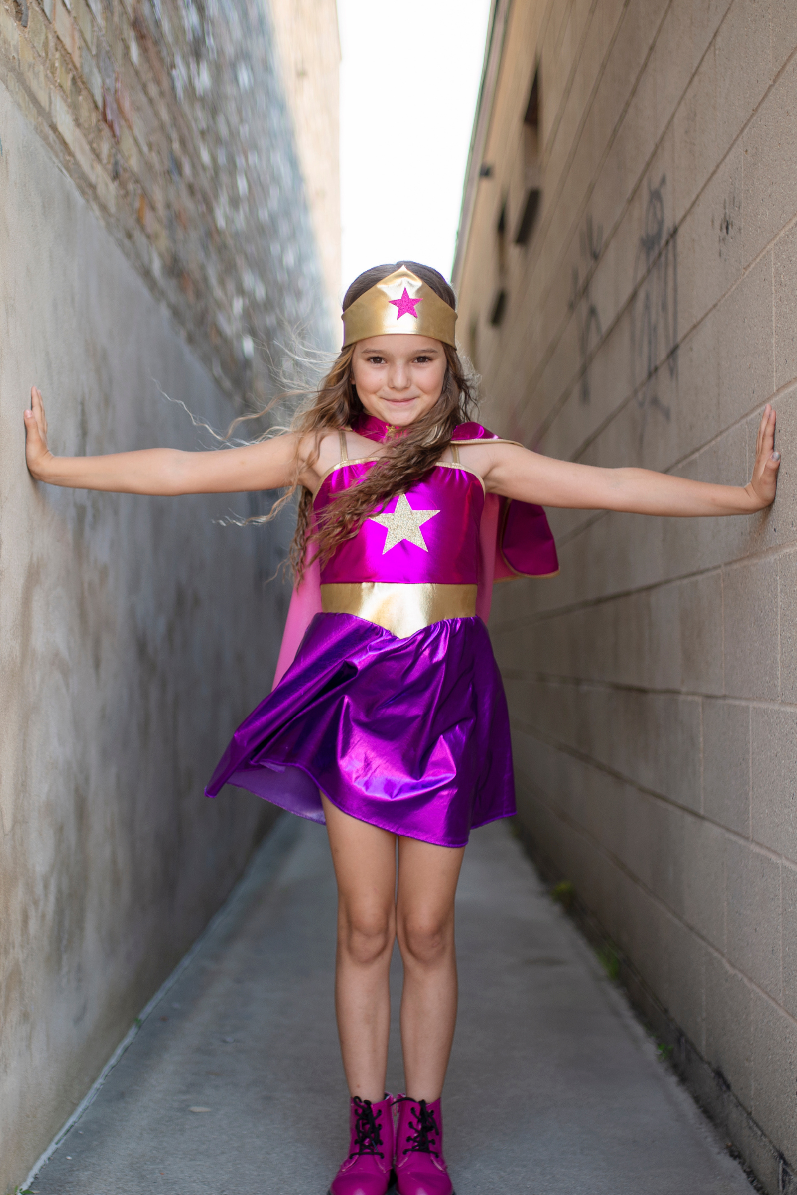 Superhero Star Dress, Cape & Headpiece